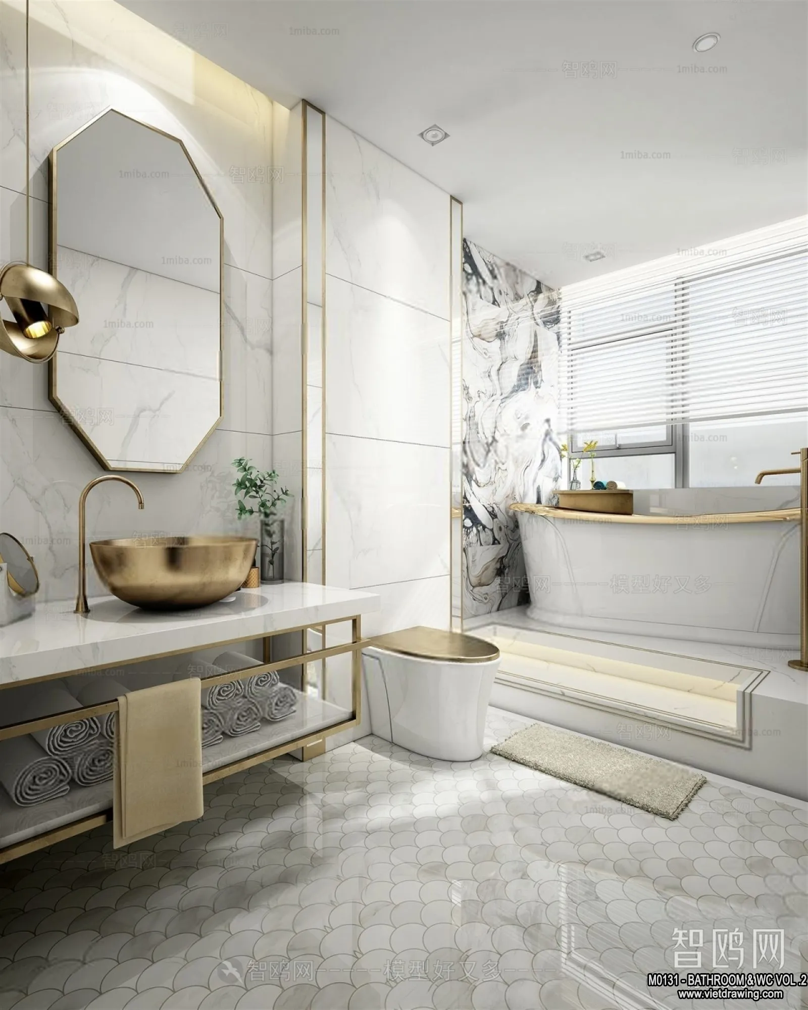 Bathroom – Toilet – WC – RestRoom – 3D Interior Scene – 347