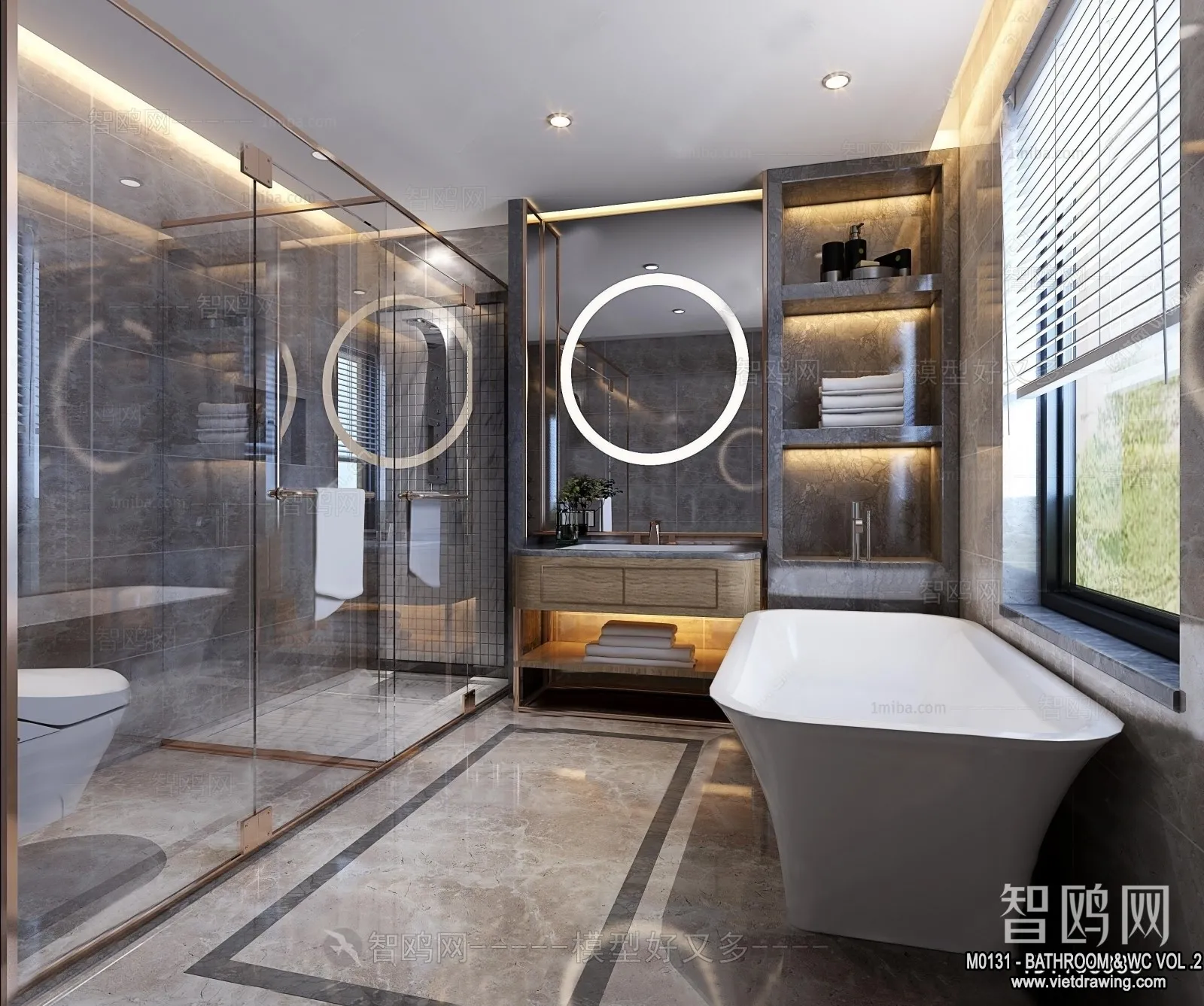 Bathroom – Toilet – WC – RestRoom – 3D Interior Scene – 350