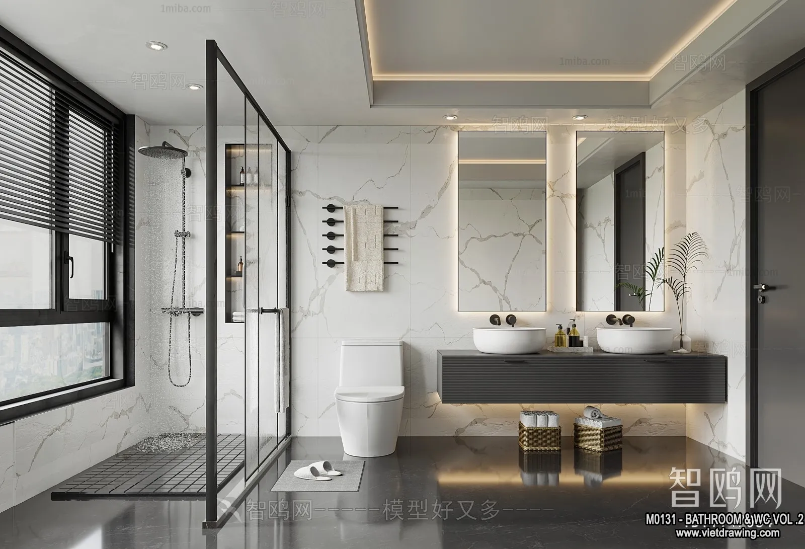 Bathroom – Toilet – WC – RestRoom – 3D Interior Scene – 352