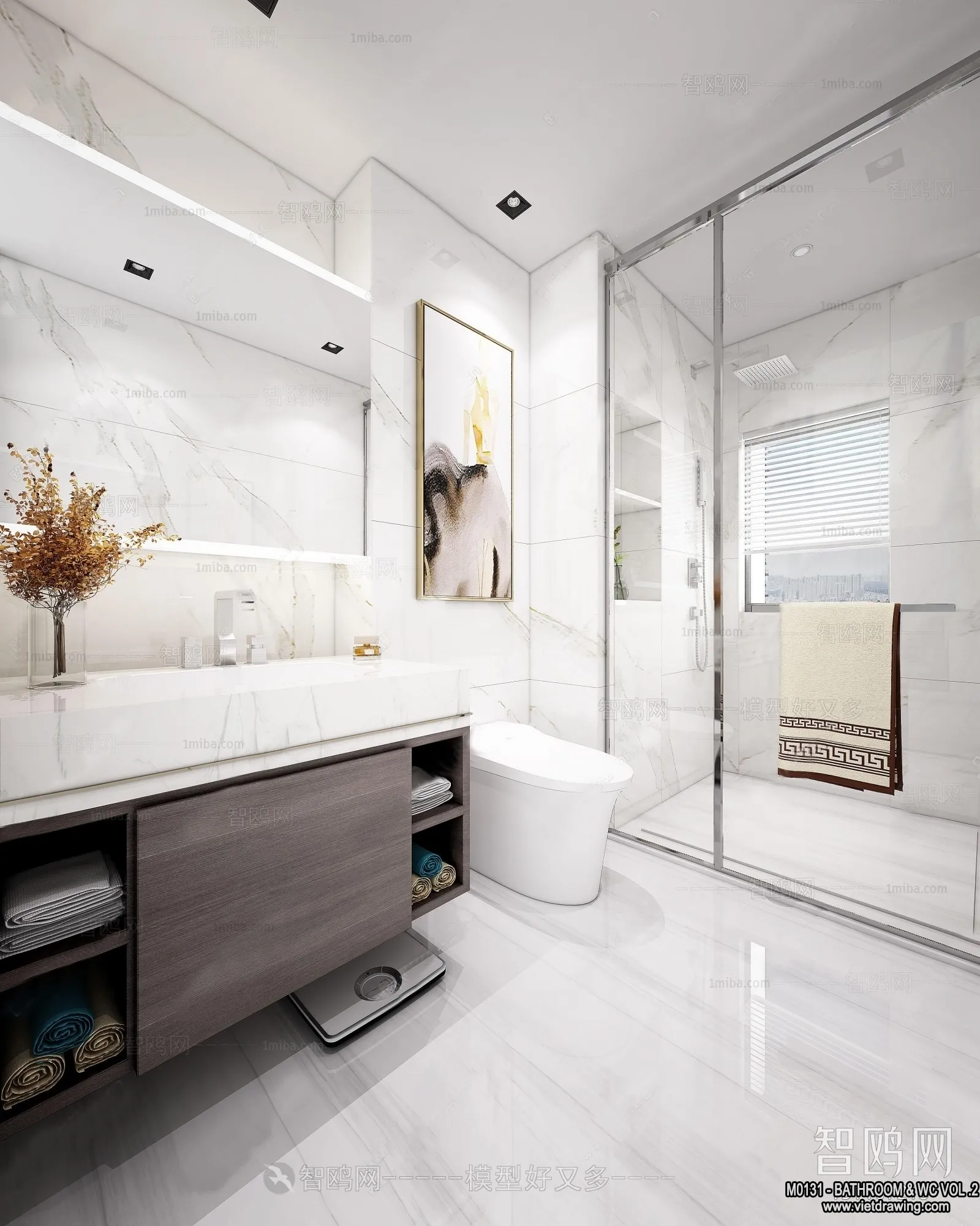 Bathroom – Toilet – WC – RestRoom – 3D Interior Scene – 353