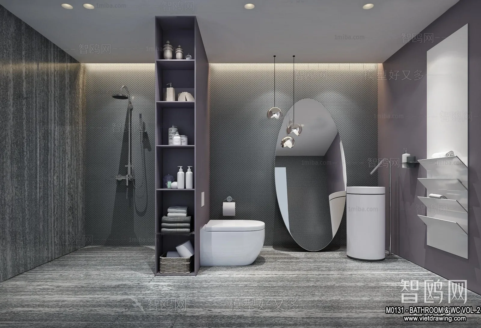 Bathroom – Toilet – WC – RestRoom – 3D Interior Scene – 355