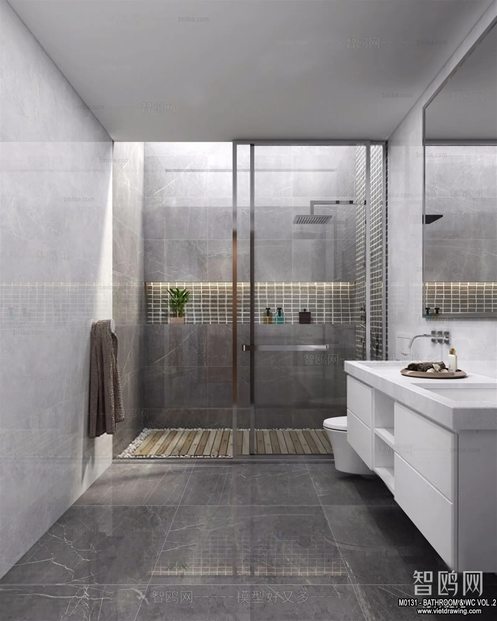 Bathroom – Toilet – WC – RestRoom – 3D Interior Scene – 356