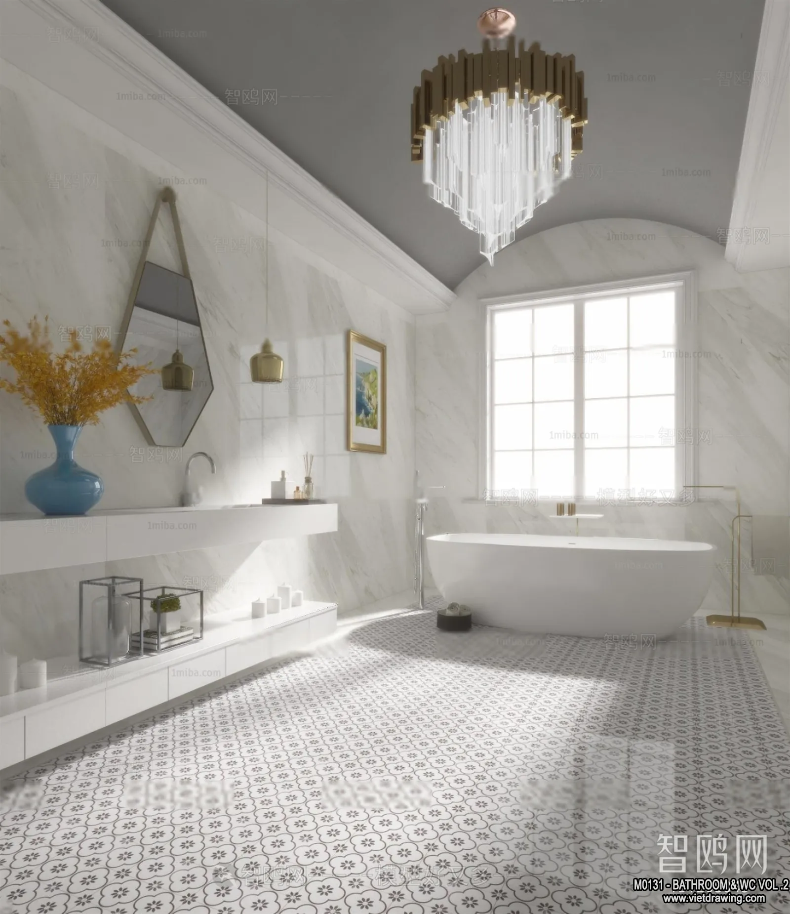 Bathroom – Toilet – WC – RestRoom – 3D Interior Scene – 357