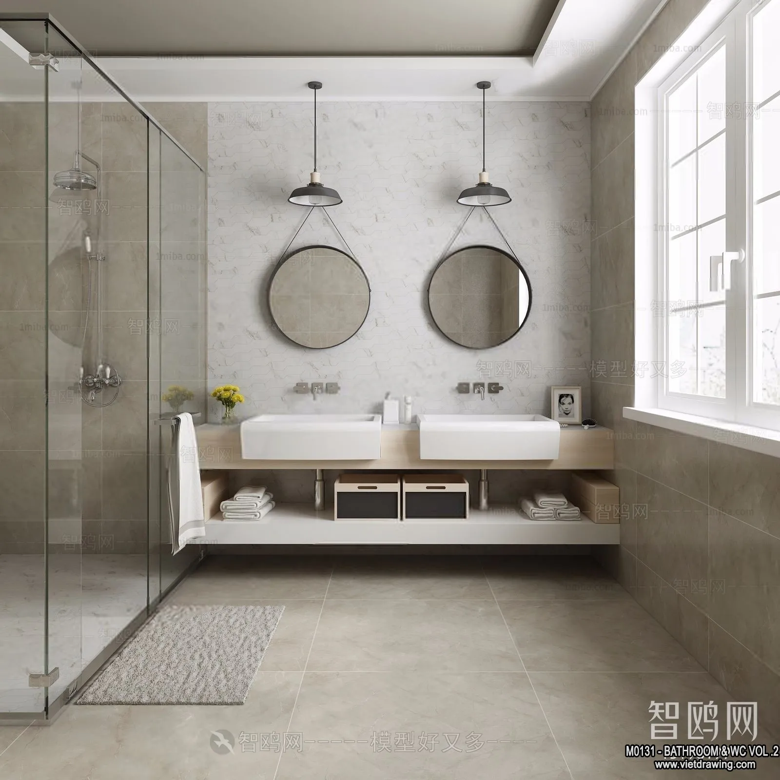 Bathroom – Toilet – WC – RestRoom – 3D Interior Scene – 358