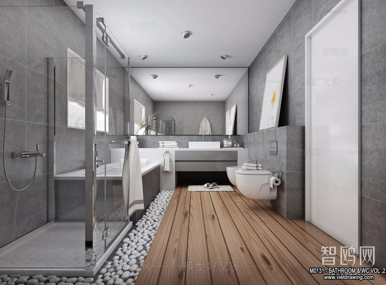 Bathroom – Toilet – WC – RestRoom – 3D Interior Scene – 359