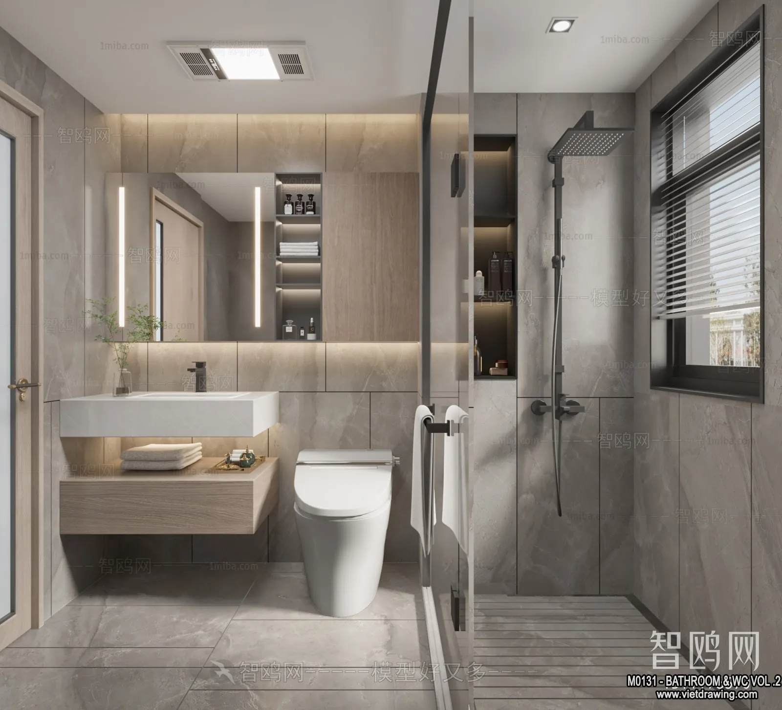 Bathroom – Toilet – WC – RestRoom – 3D Interior Scene – 364