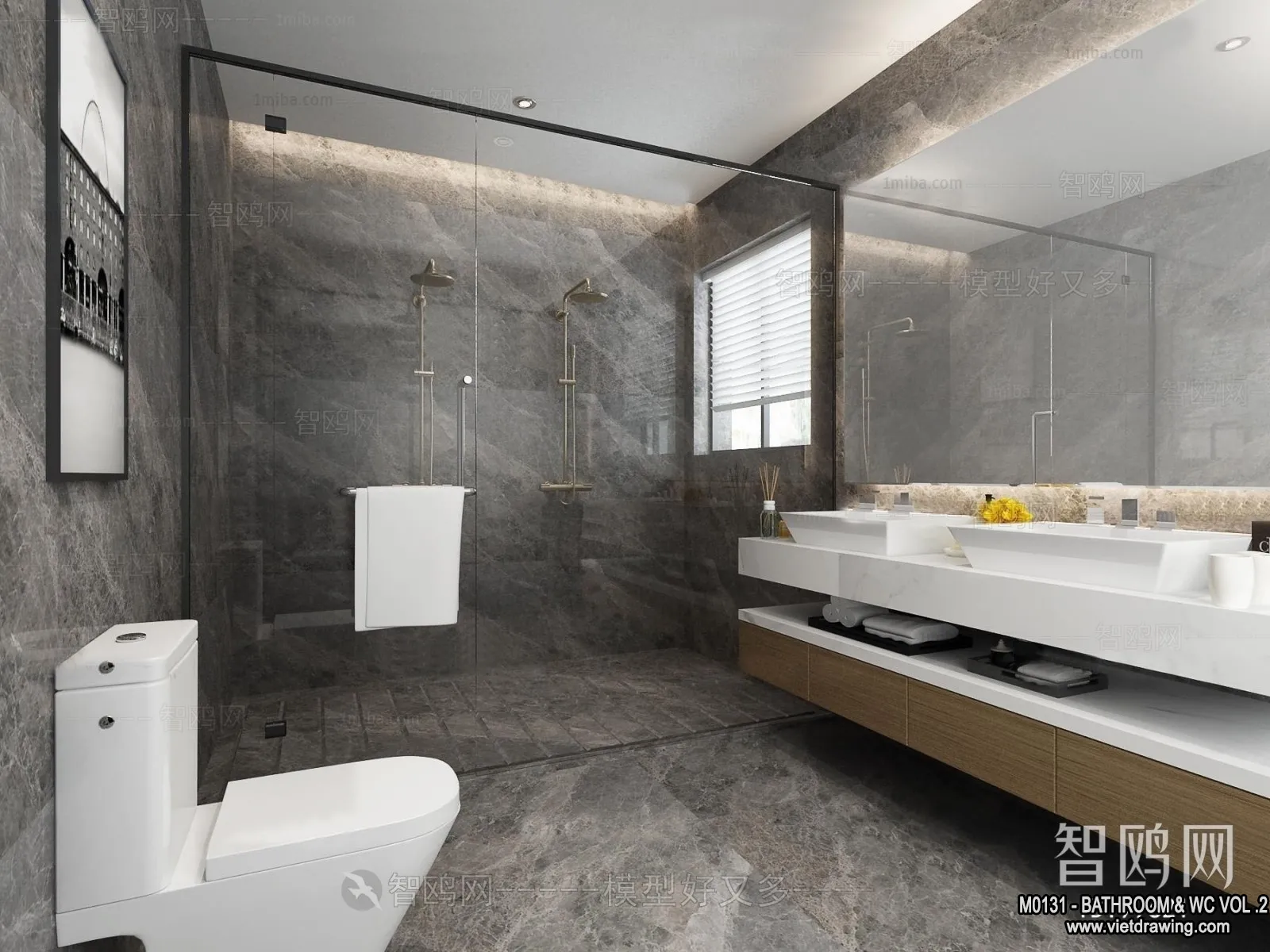 Bathroom – Toilet – WC – RestRoom – 3D Interior Scene – 366