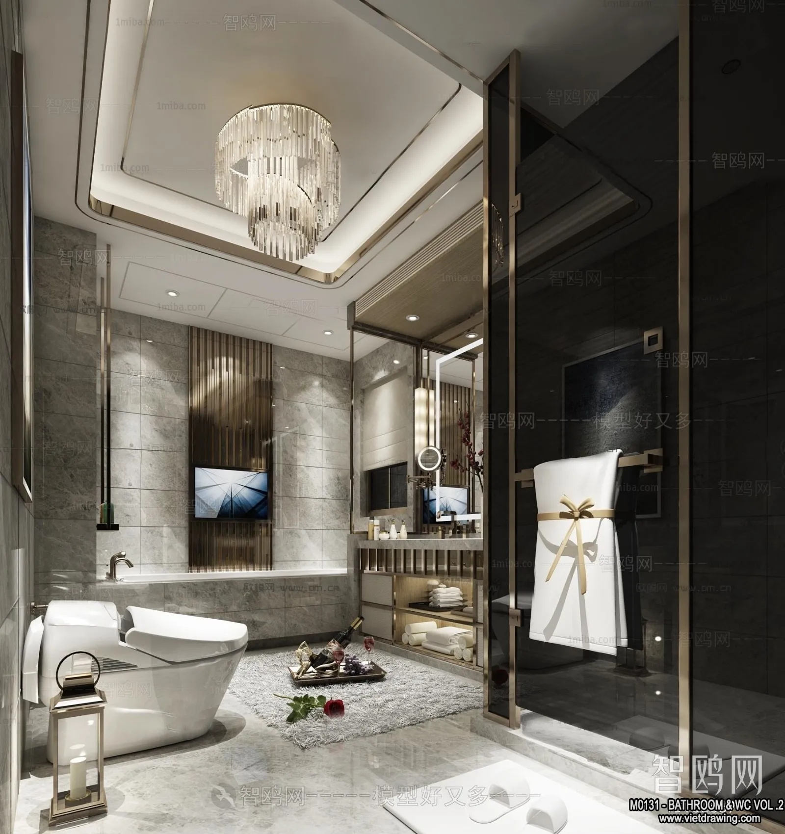 Bathroom – Toilet – WC – RestRoom – 3D Interior Scene – 370