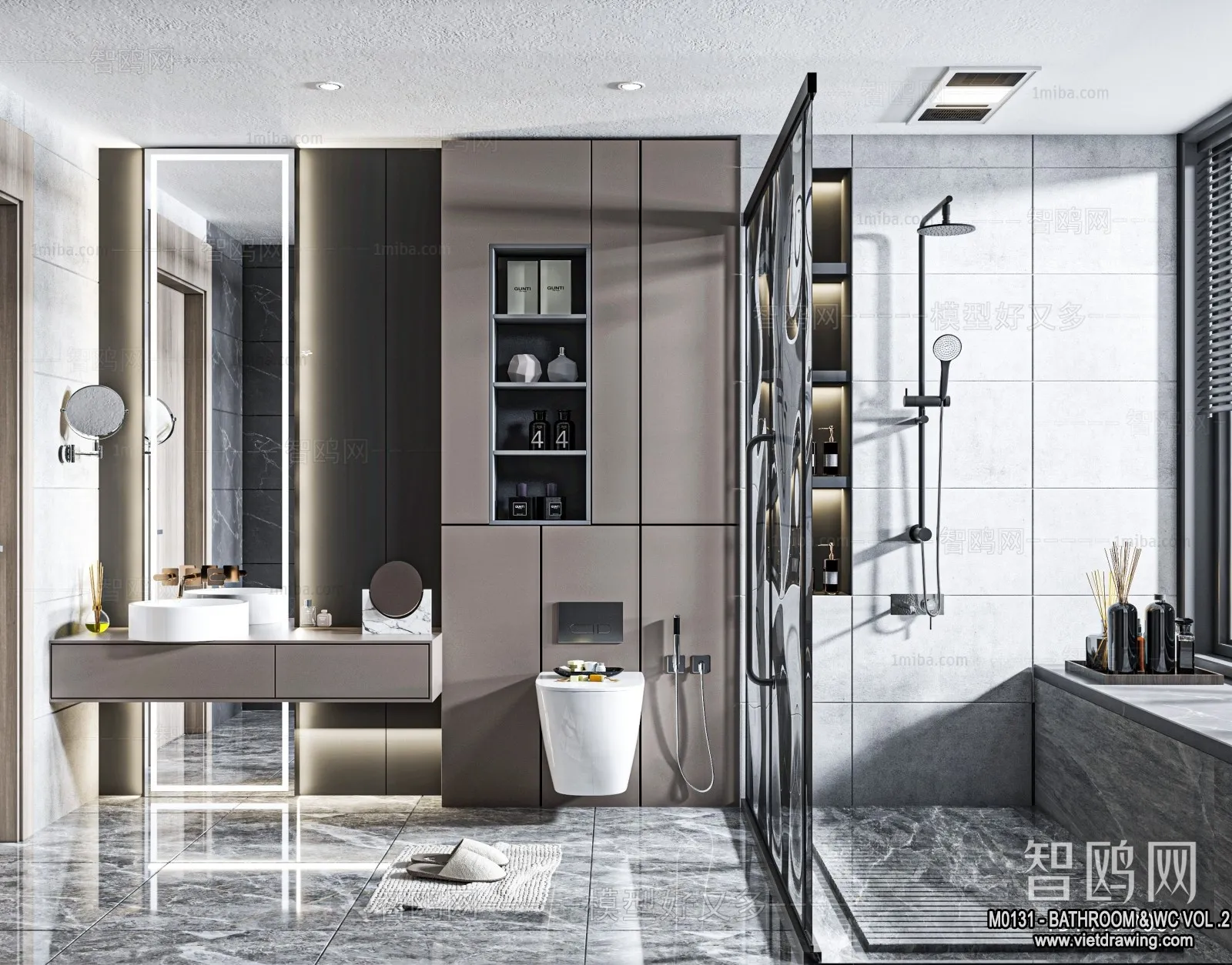 Bathroom – Toilet – WC – RestRoom – 3D Interior Scene – 375