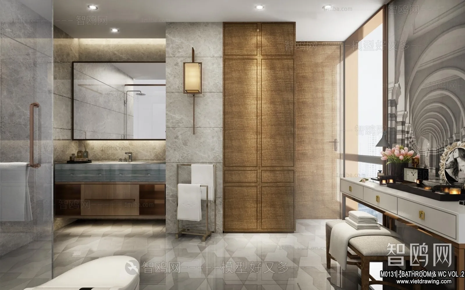 Bathroom – Toilet – WC – RestRoom – 3D Interior Scene – 376