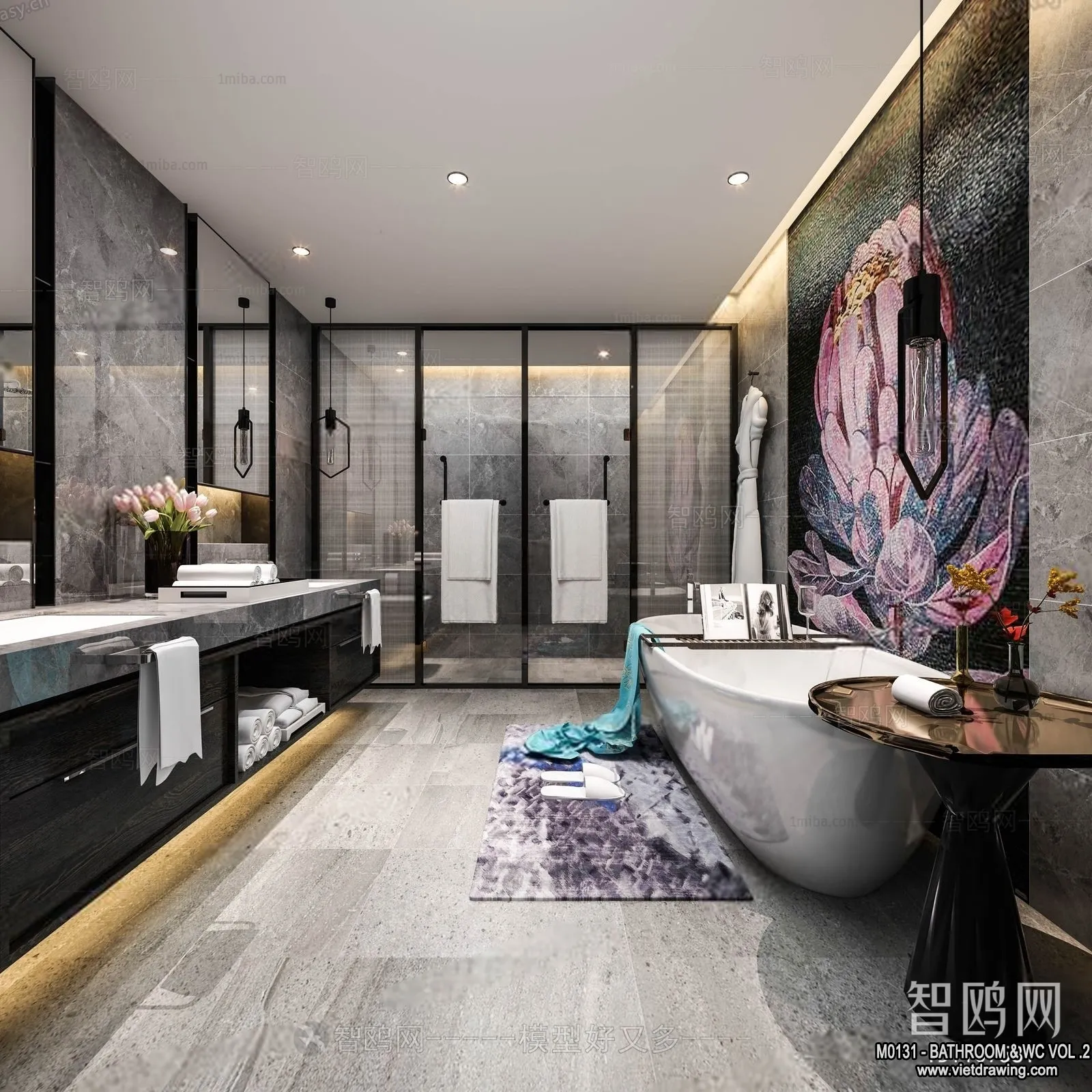 Bathroom – Toilet – WC – RestRoom – 3D Interior Scene – 379