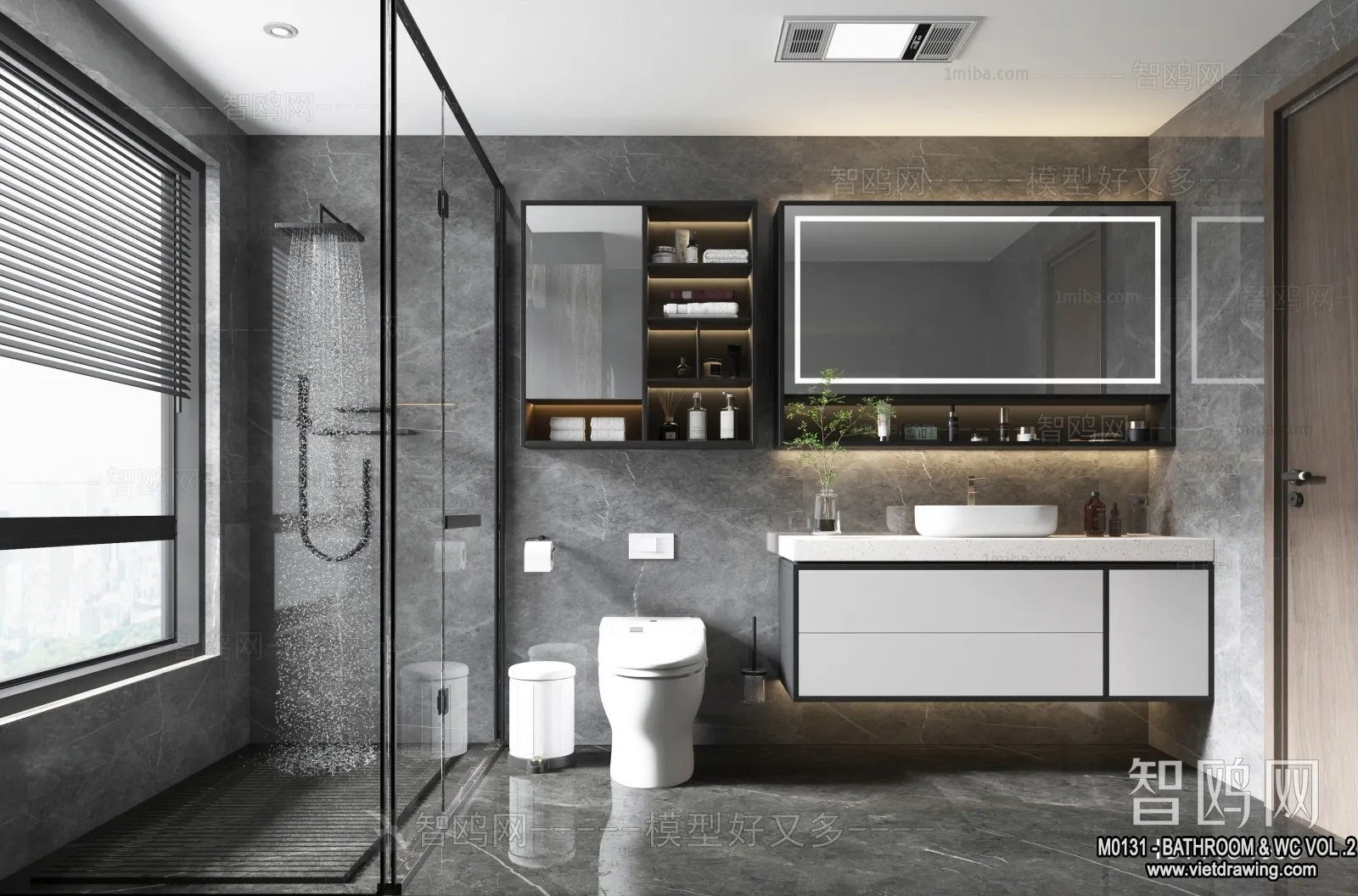 Bathroom – Toilet – WC – RestRoom – 3D Interior Scene – 386