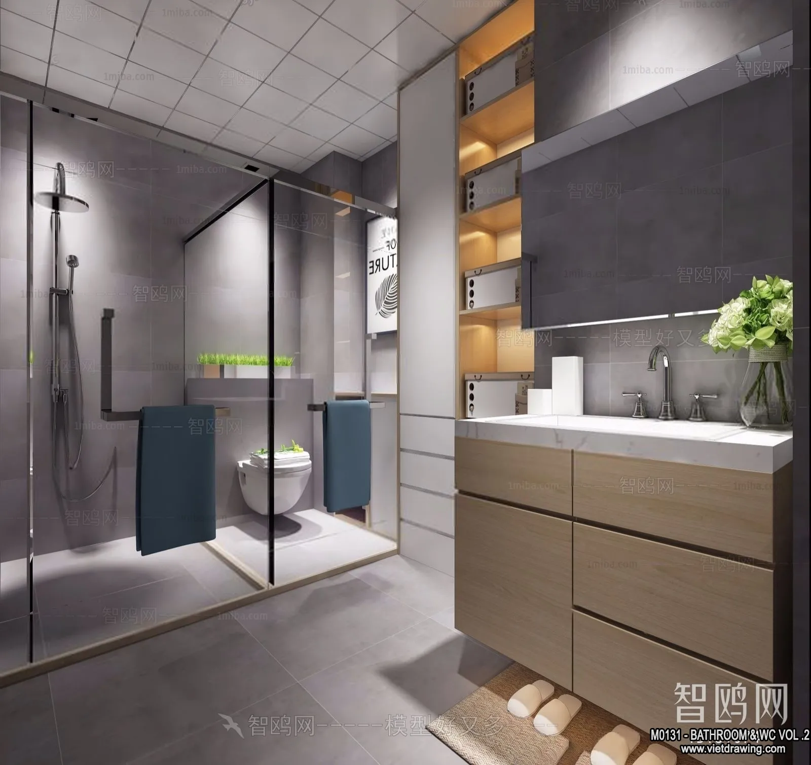 Bathroom – Toilet – WC – RestRoom – 3D Interior Scene – 387