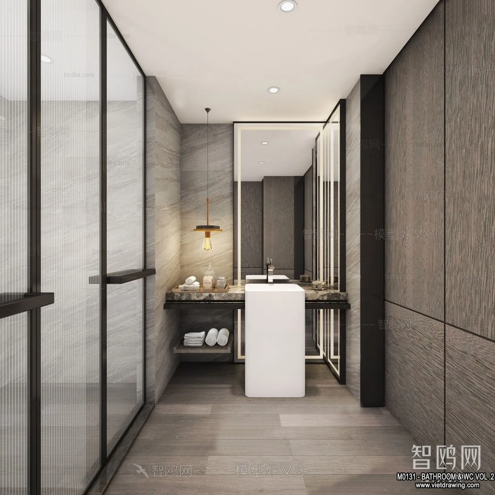 Bathroom – Toilet – WC – RestRoom – 3D Interior Scene – 390