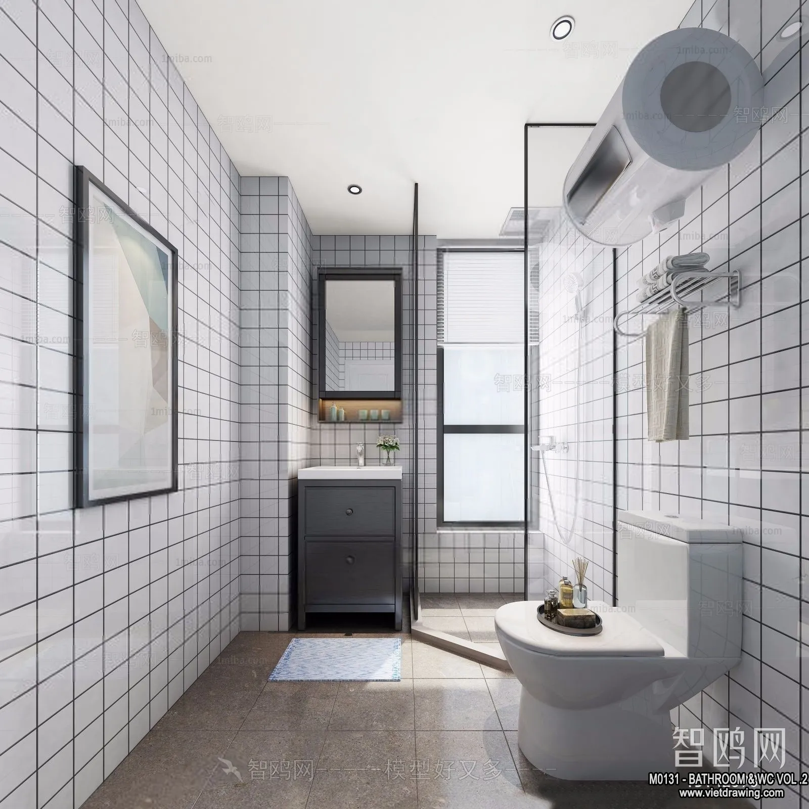 Bathroom – Toilet – WC – RestRoom – 3D Interior Scene – 391