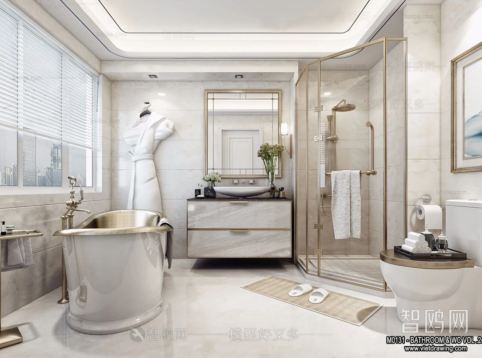 Bathroom – Toilet – WC – RestRoom – 3D Interior Scene – 396