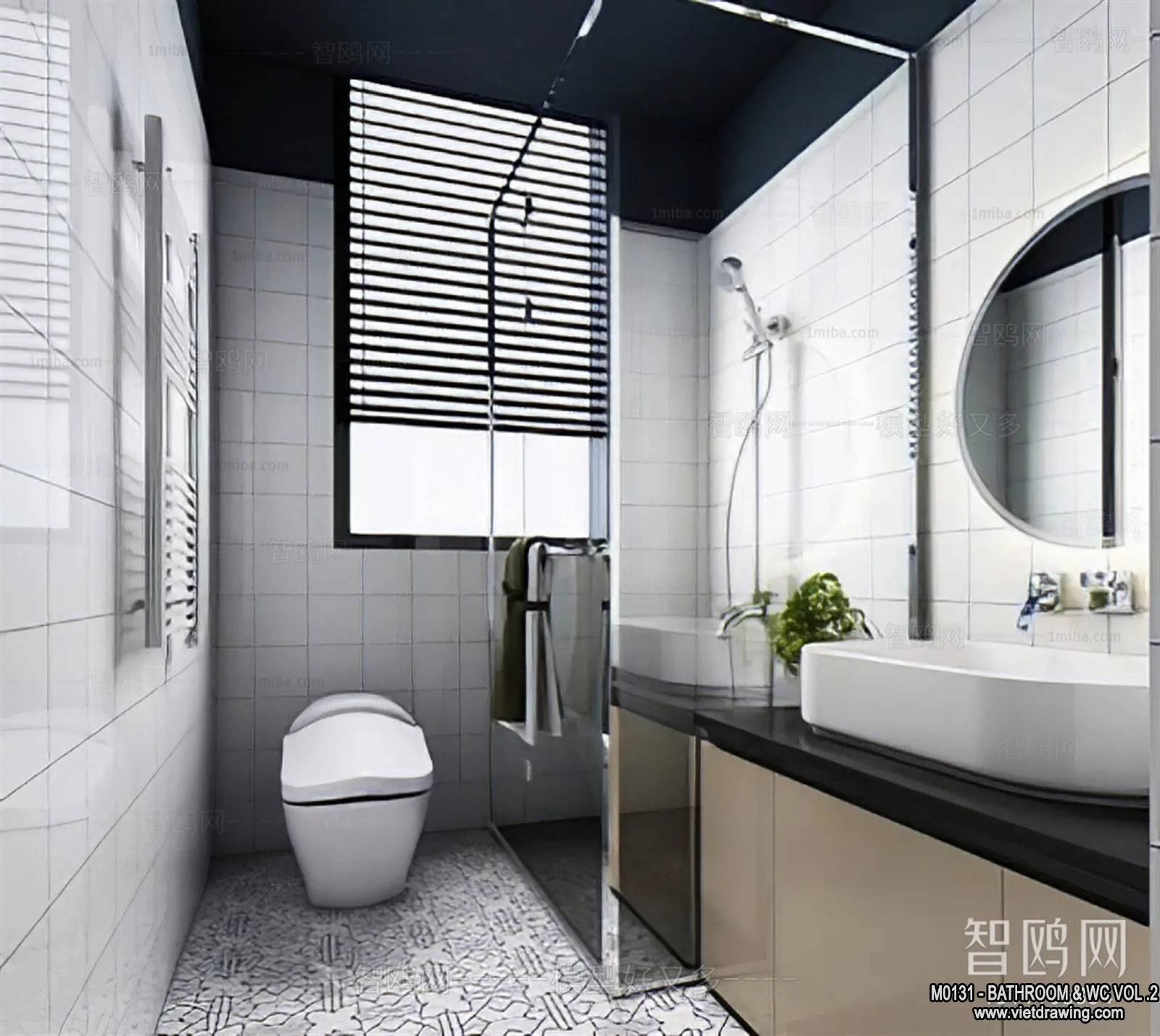 Bathroom – Toilet – WC – RestRoom – 3D Interior Scene – 398