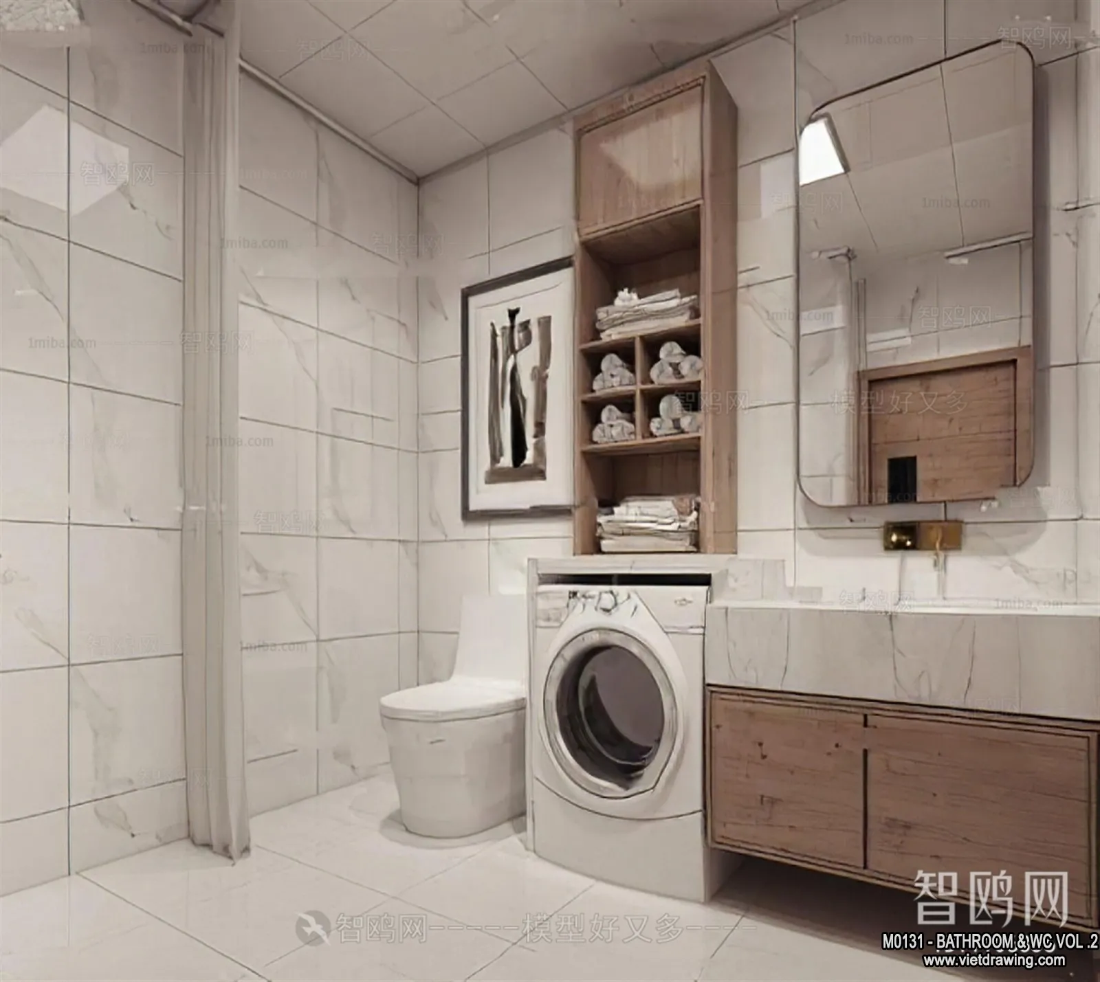 Bathroom – Toilet – WC – RestRoom – 3D Interior Scene – 399