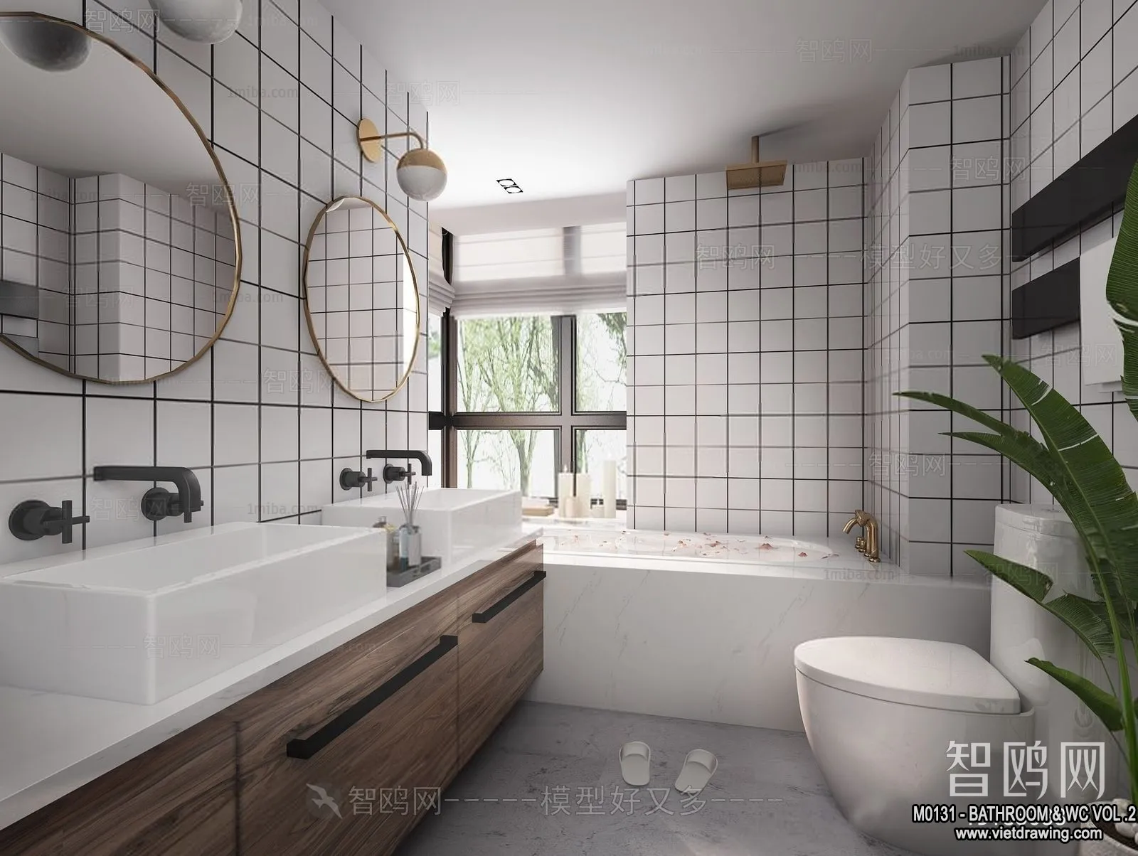 Bathroom – Toilet – WC – RestRoom – 3D Interior Scene – 402