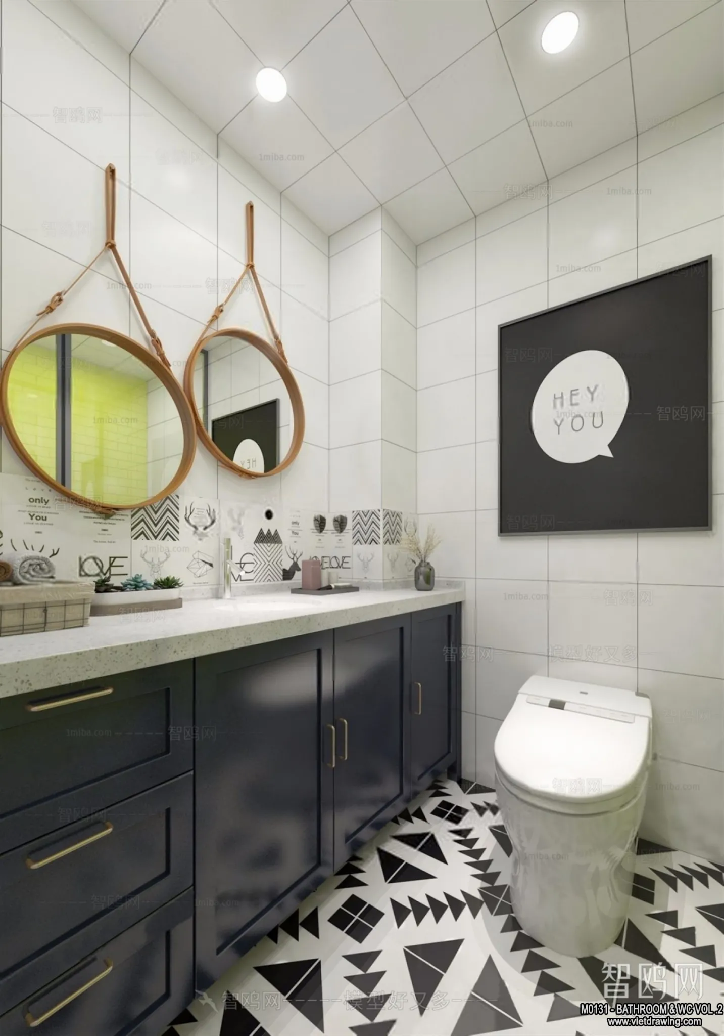 Bathroom – Toilet – WC – RestRoom – 3D Interior Scene – 403