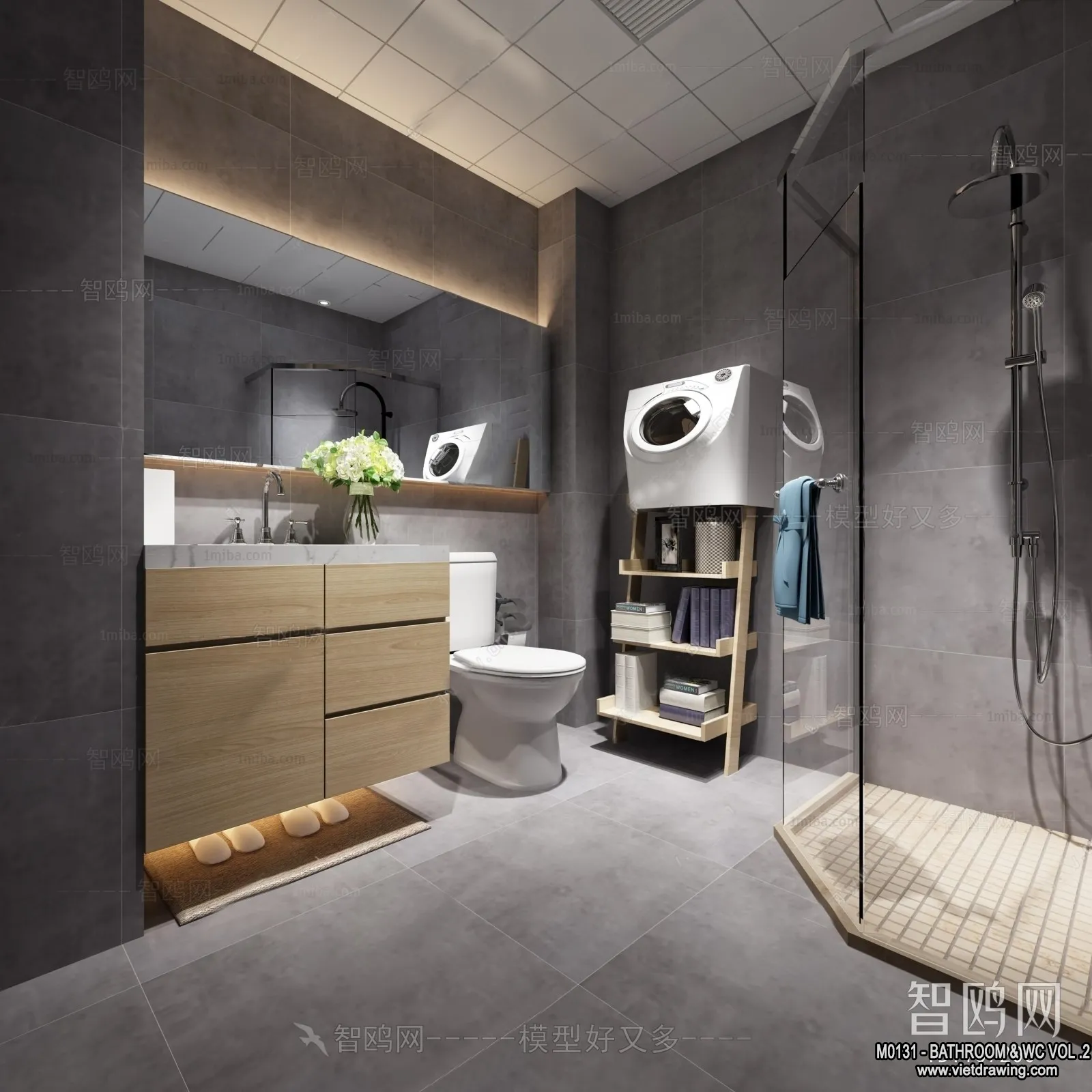 Bathroom – Toilet – WC – RestRoom – 3D Interior Scene – 407