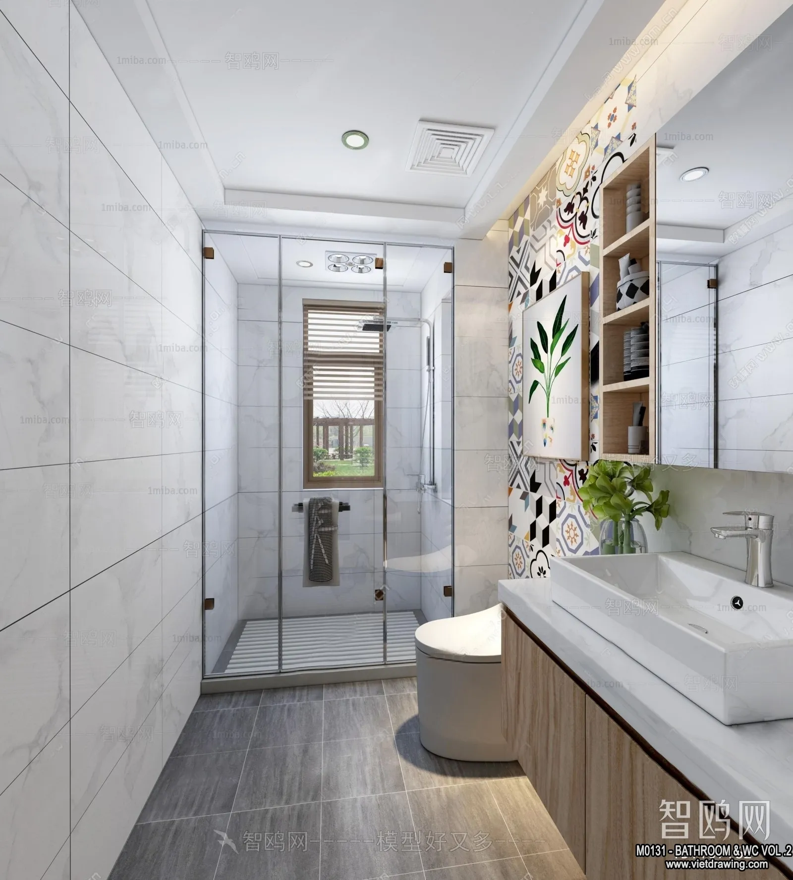 Bathroom – Toilet – WC – RestRoom – 3D Interior Scene – 409