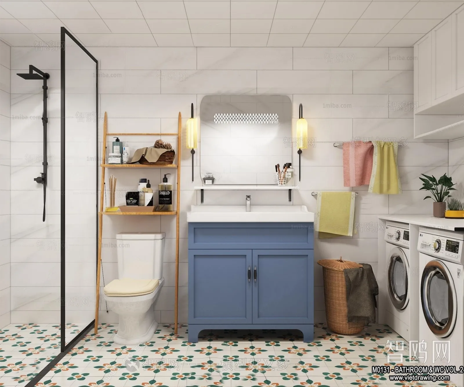 Bathroom – Toilet – WC – RestRoom – 3D Interior Scene – 413