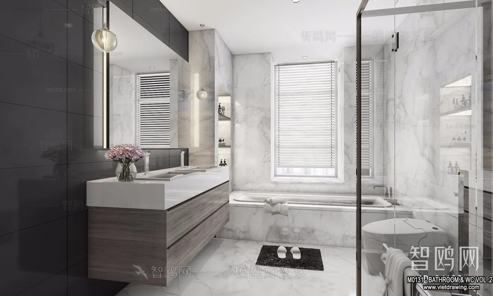 Bathroom – Toilet – WC – RestRoom – 3D Interior Scene – 414