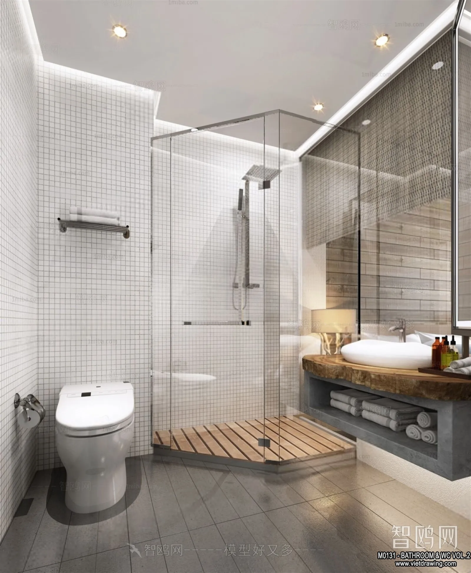 Bathroom – Toilet – WC – RestRoom – 3D Interior Scene – 415