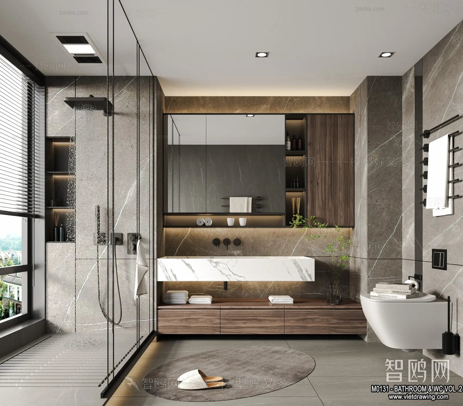 Bathroom – Toilet – WC – RestRoom – 3D Interior Scene – 417