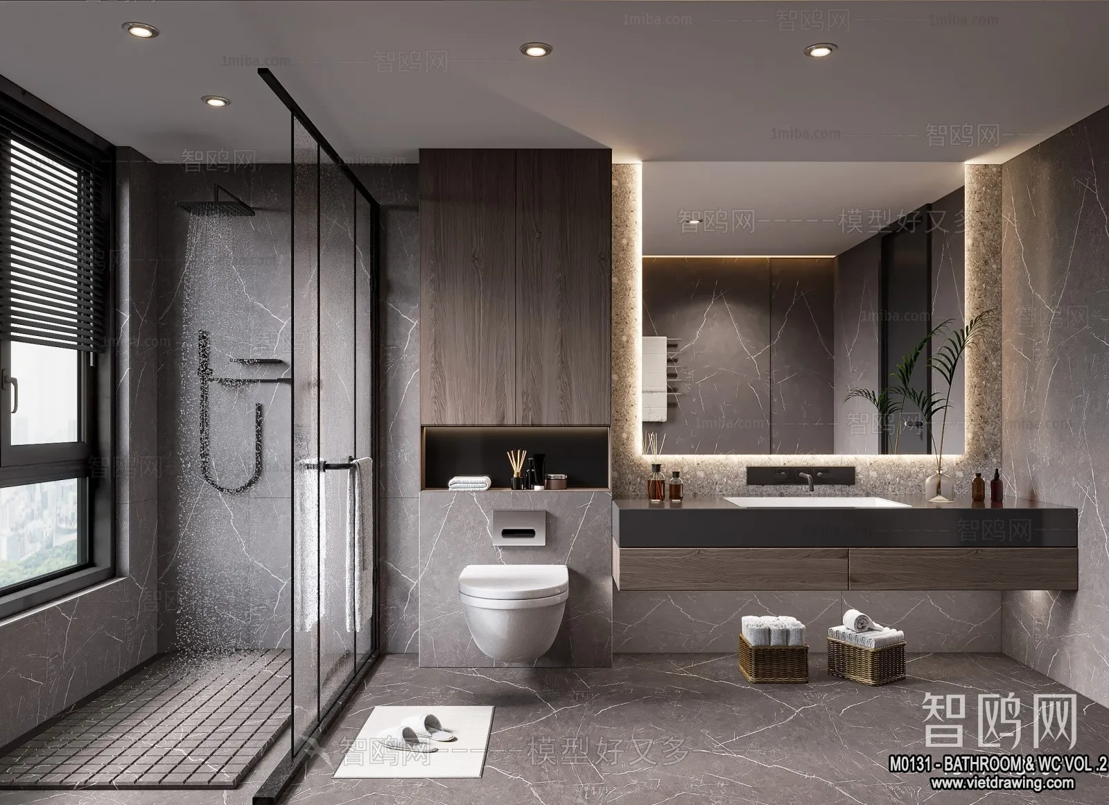 Bathroom – Toilet – WC – RestRoom – 3D Interior Scene – 418