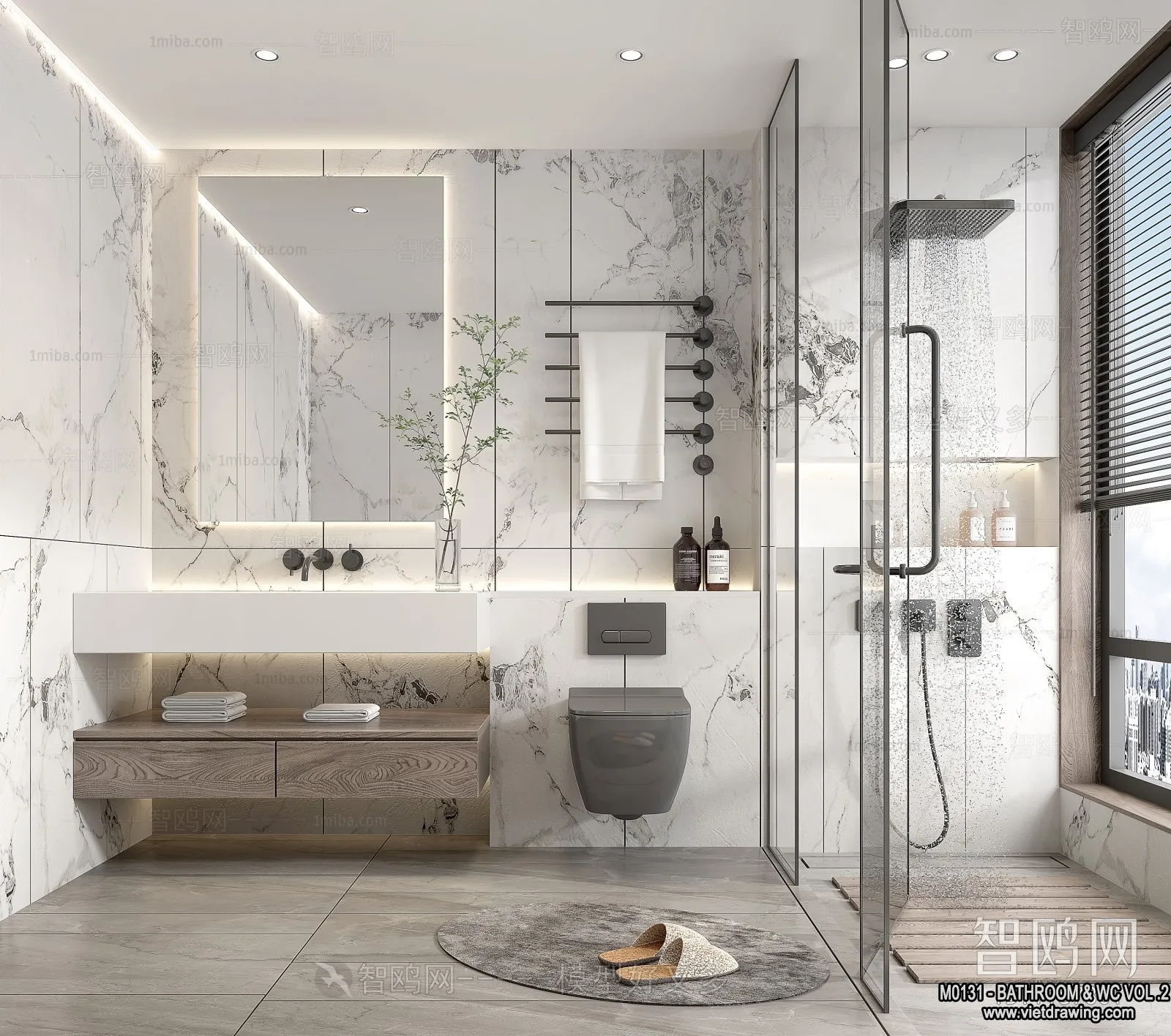 Bathroom – Toilet – WC – RestRoom – 3D Interior Scene – 419