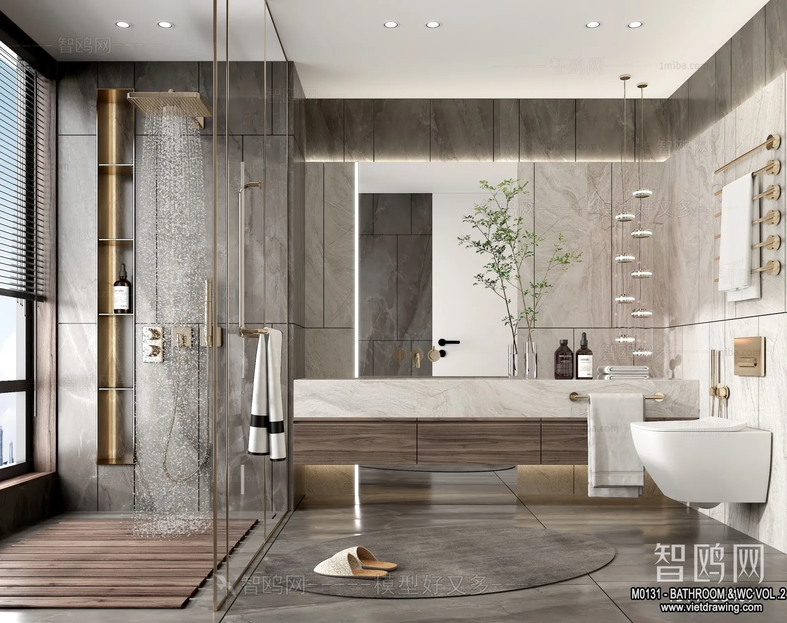 Bathroom – Toilet – WC – RestRoom – 3D Interior Scene – 421