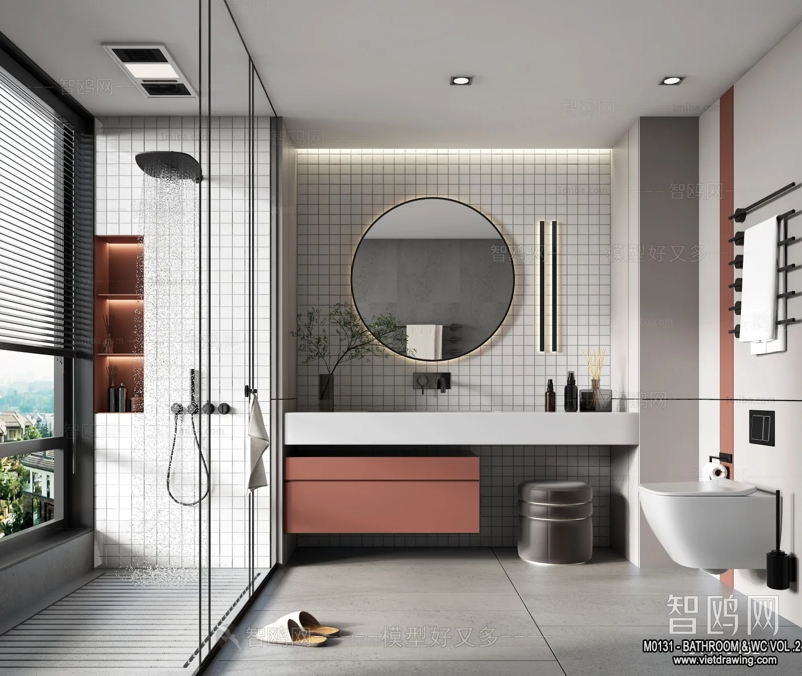 Bathroom – Toilet – WC – RestRoom – 3D Interior Scene – 422