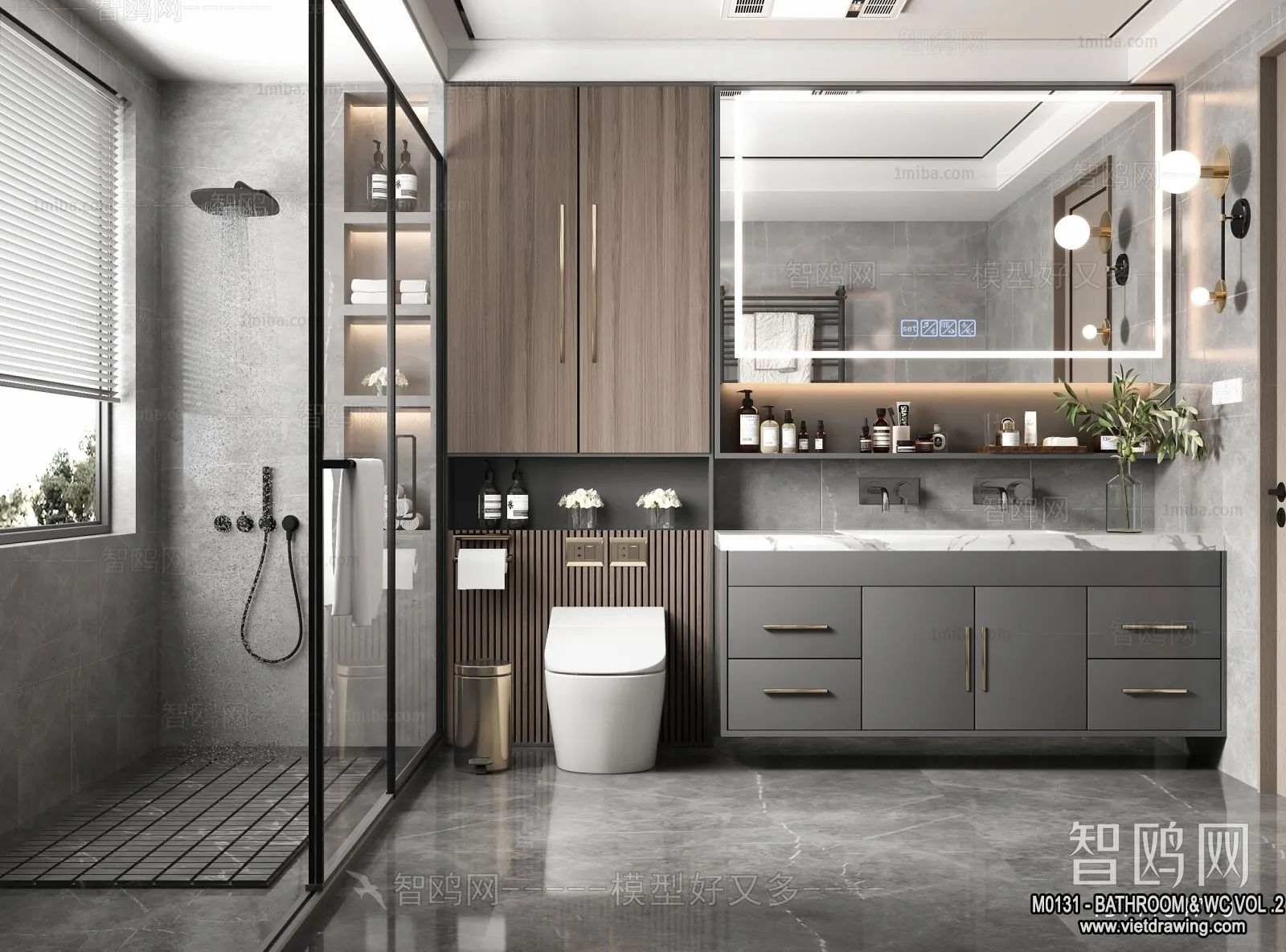 Bathroom – Toilet – WC – RestRoom – 3D Interior Scene – 424