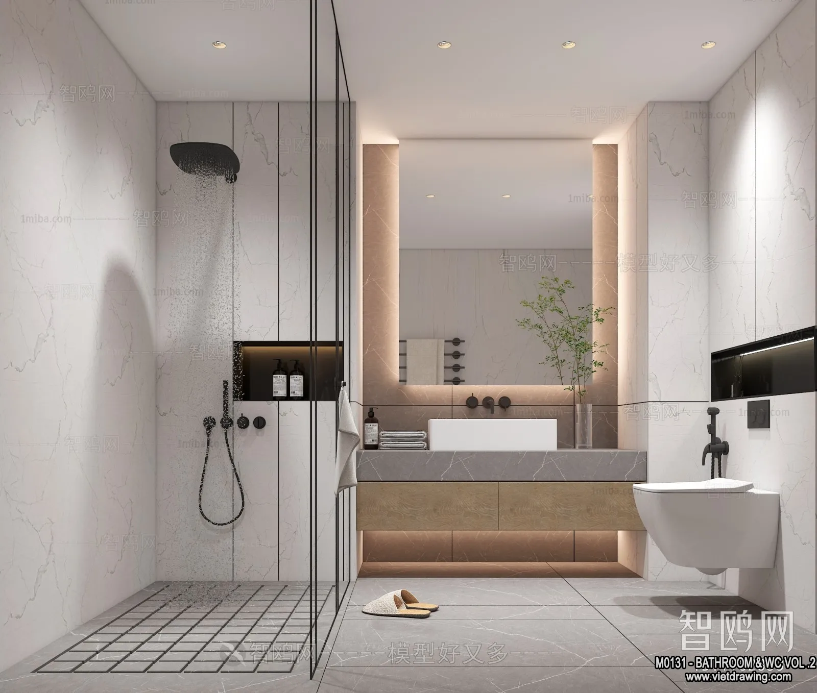 Bathroom – Toilet – WC – RestRoom – 3D Interior Scene – 425