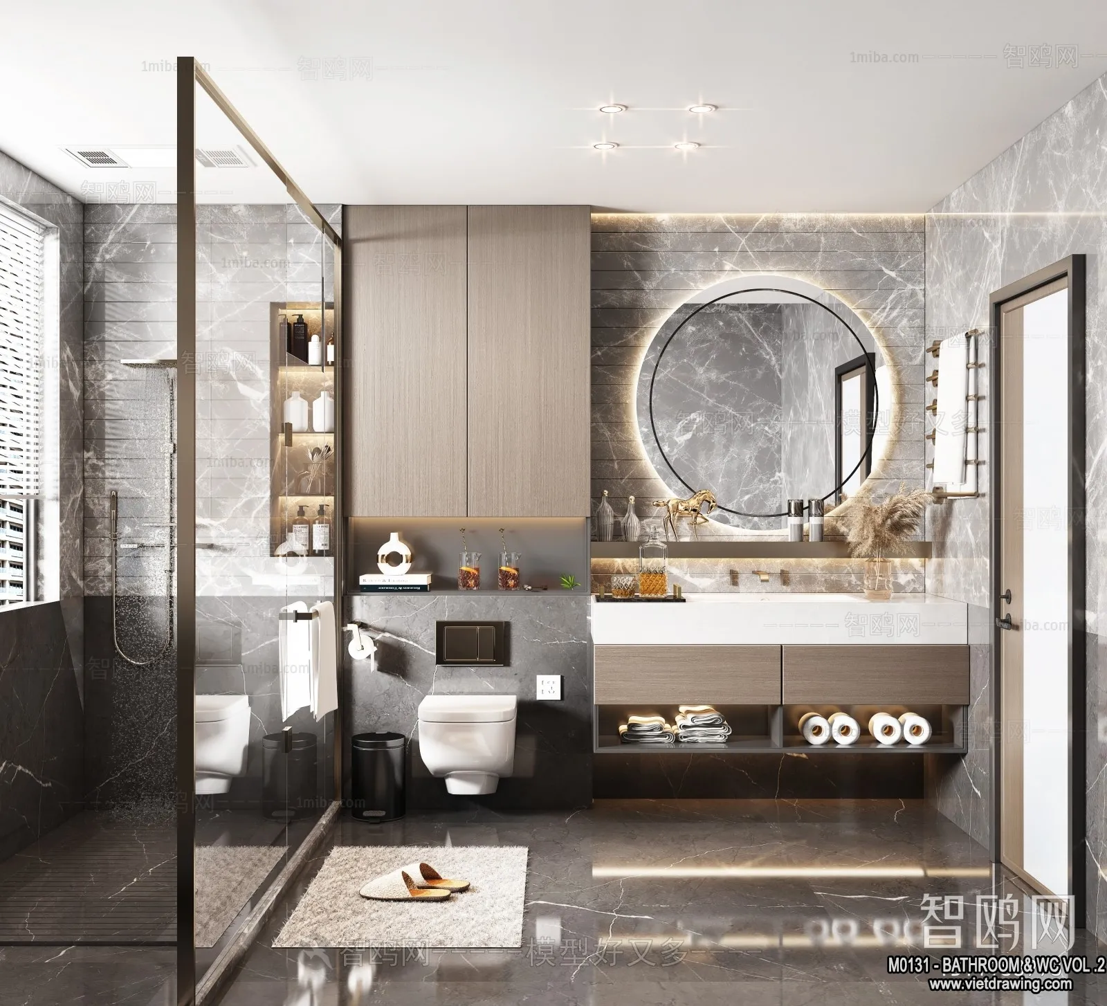 Bathroom – Toilet – WC – RestRoom – 3D Interior Scene – 426