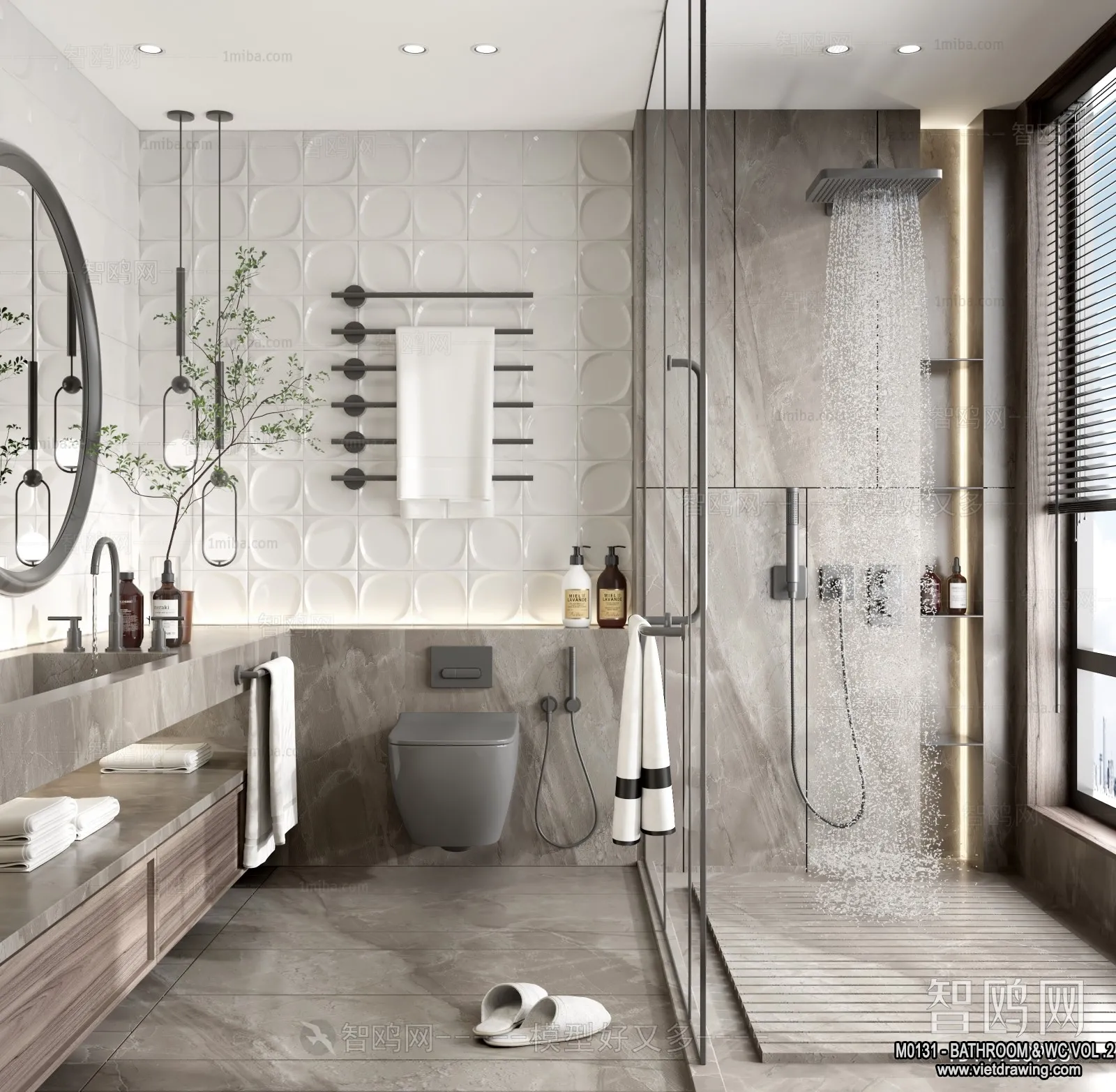 Bathroom – Toilet – WC – RestRoom – 3D Interior Scene – 427