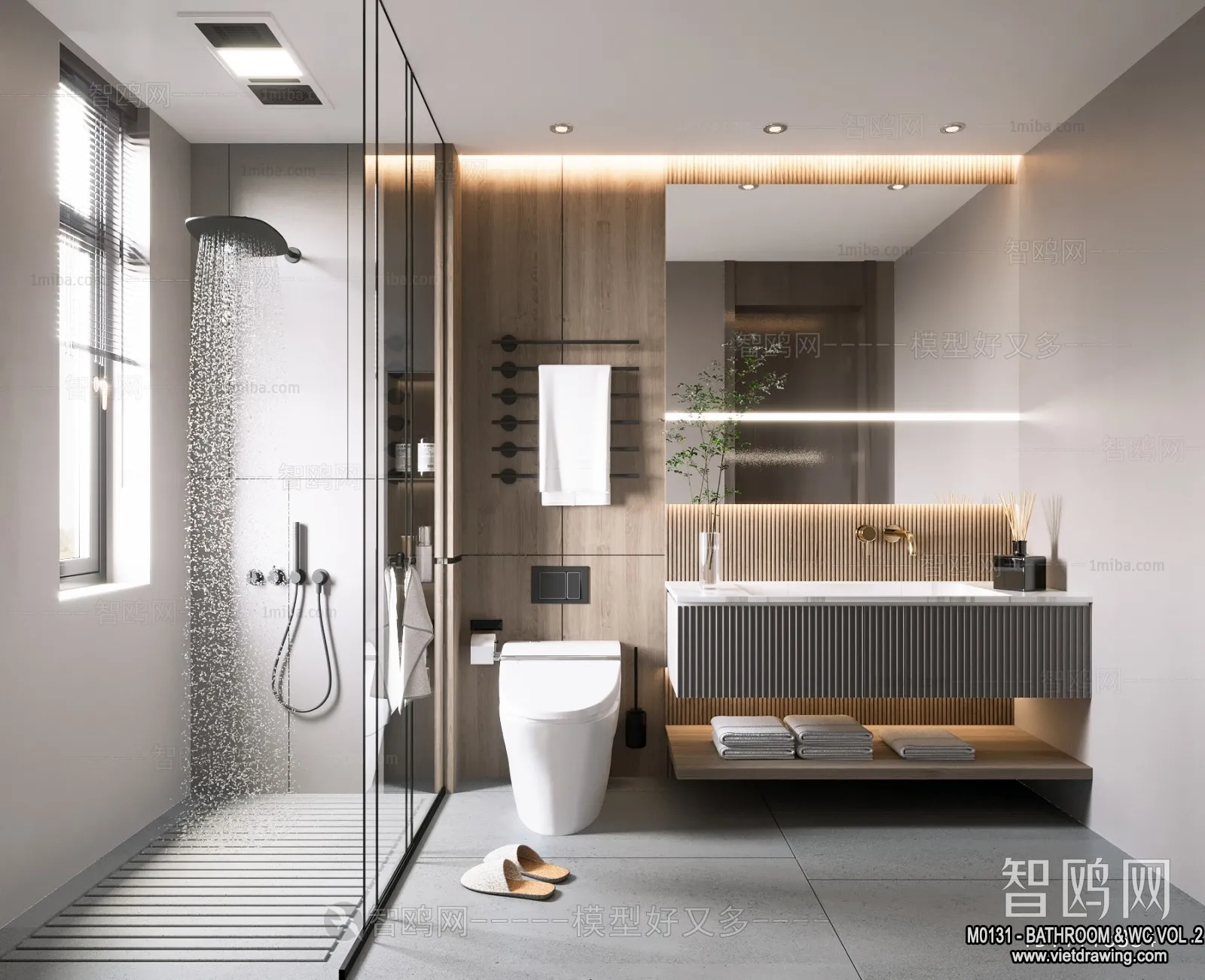 Bathroom – Toilet – WC – RestRoom – 3D Interior Scene – 428