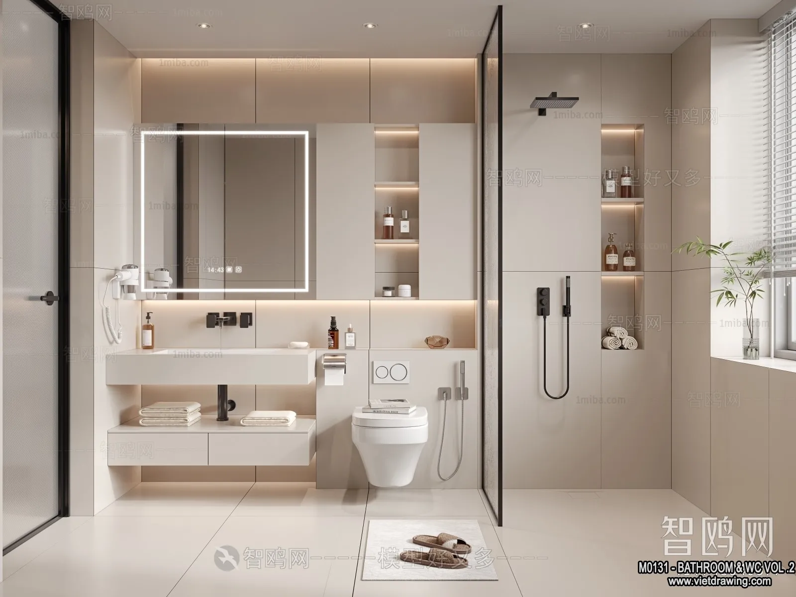 Bathroom – Toilet – WC – RestRoom – 3D Interior Scene – 429