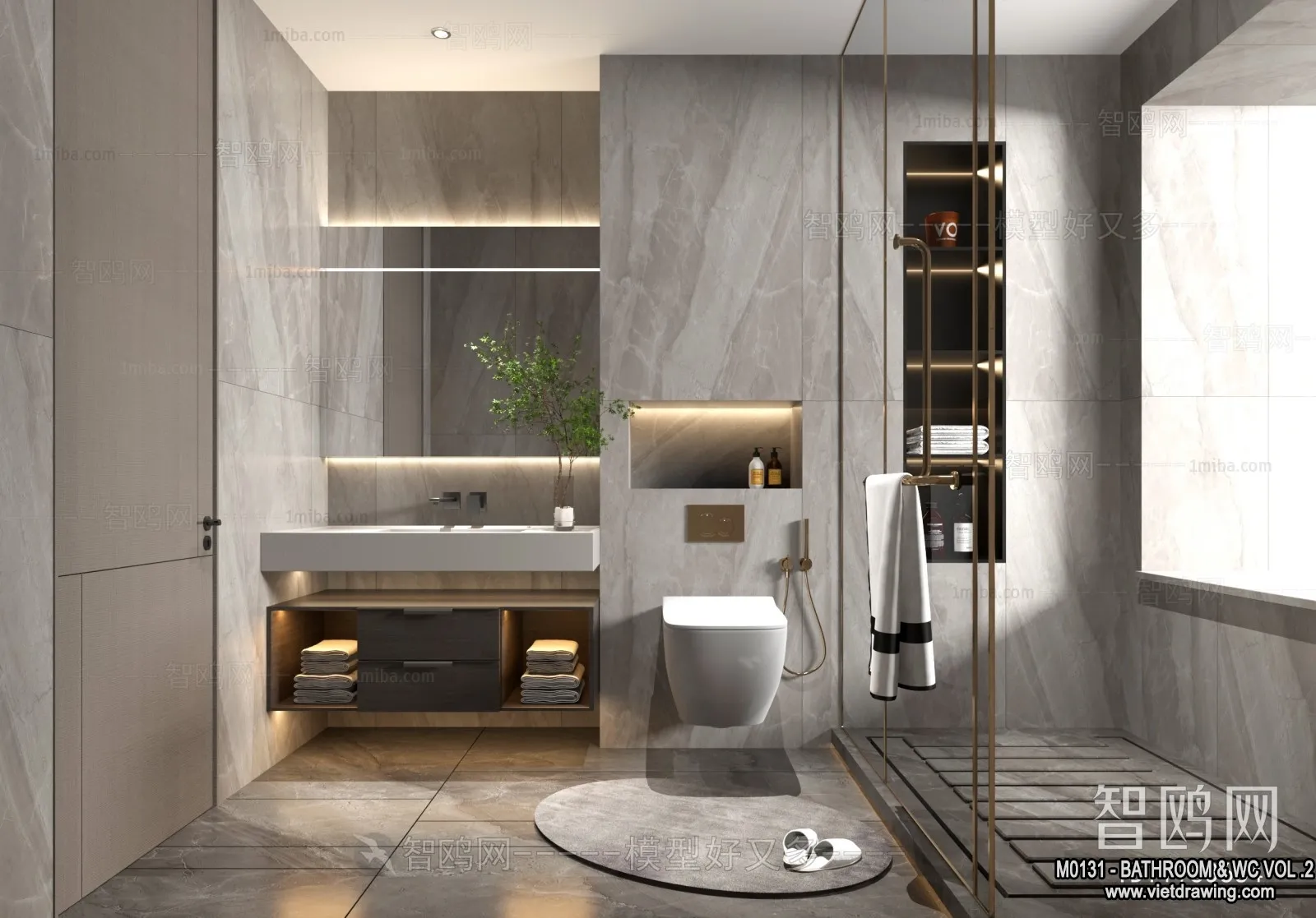 Bathroom – Toilet – WC – RestRoom – 3D Interior Scene – 430