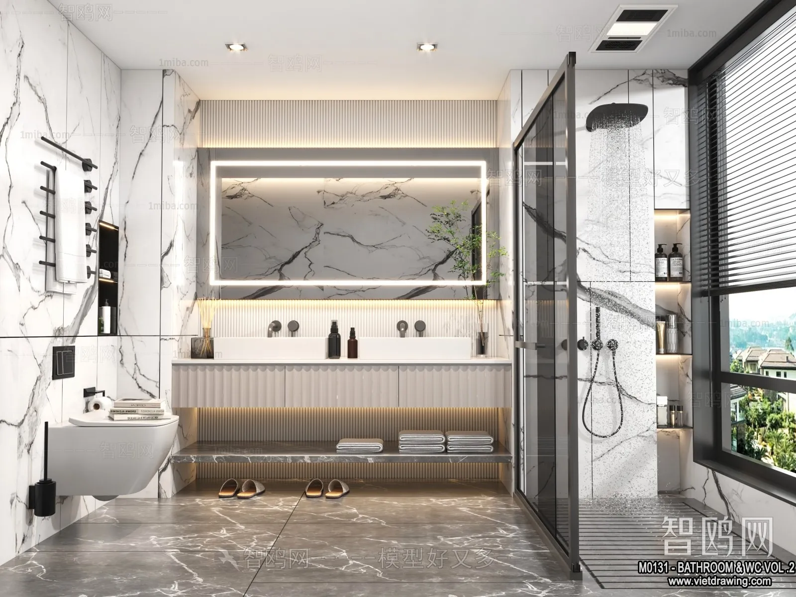 Bathroom – Toilet – WC – RestRoom – 3D Interior Scene – 431