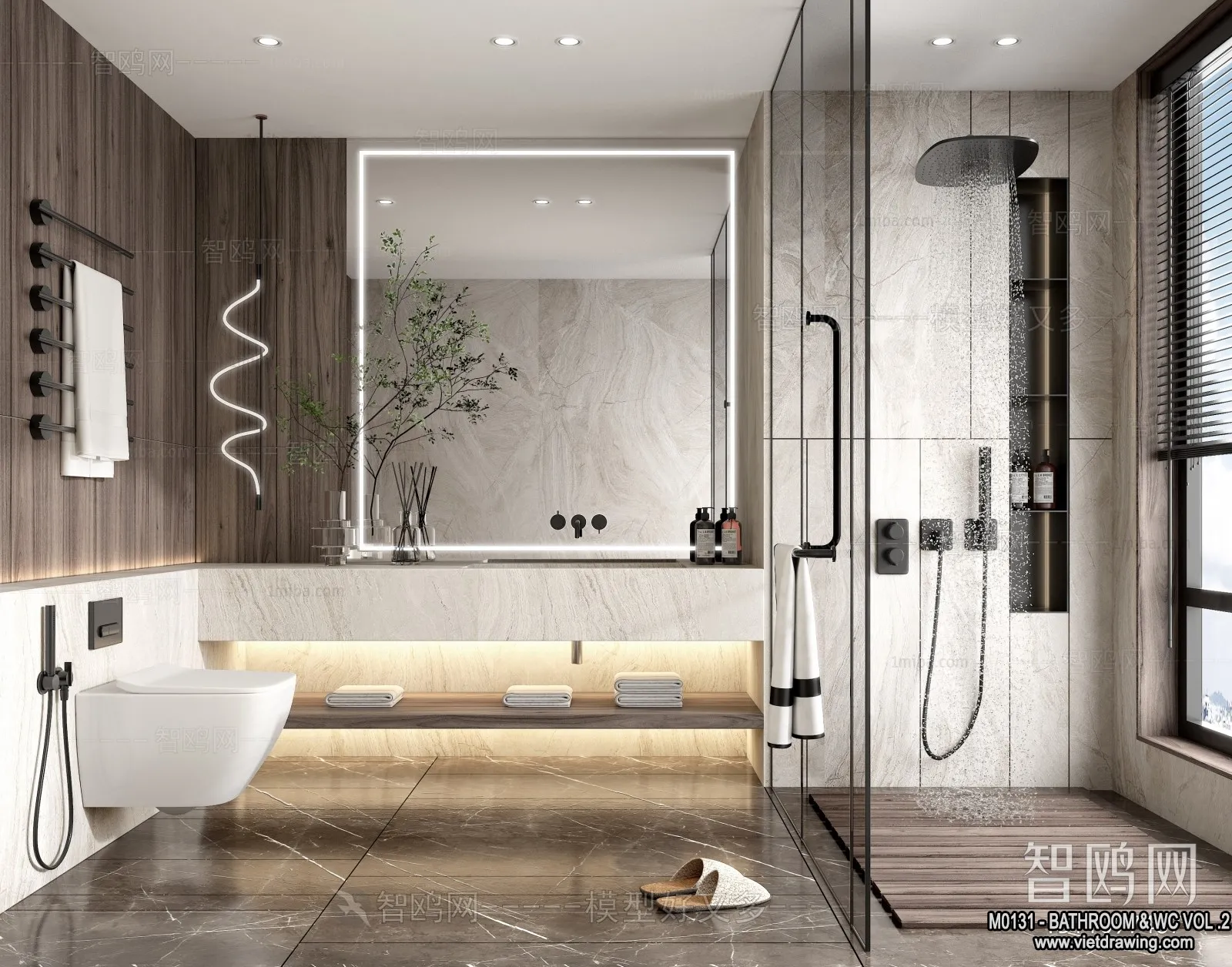 Bathroom – Toilet – WC – RestRoom – 3D Interior Scene – 432