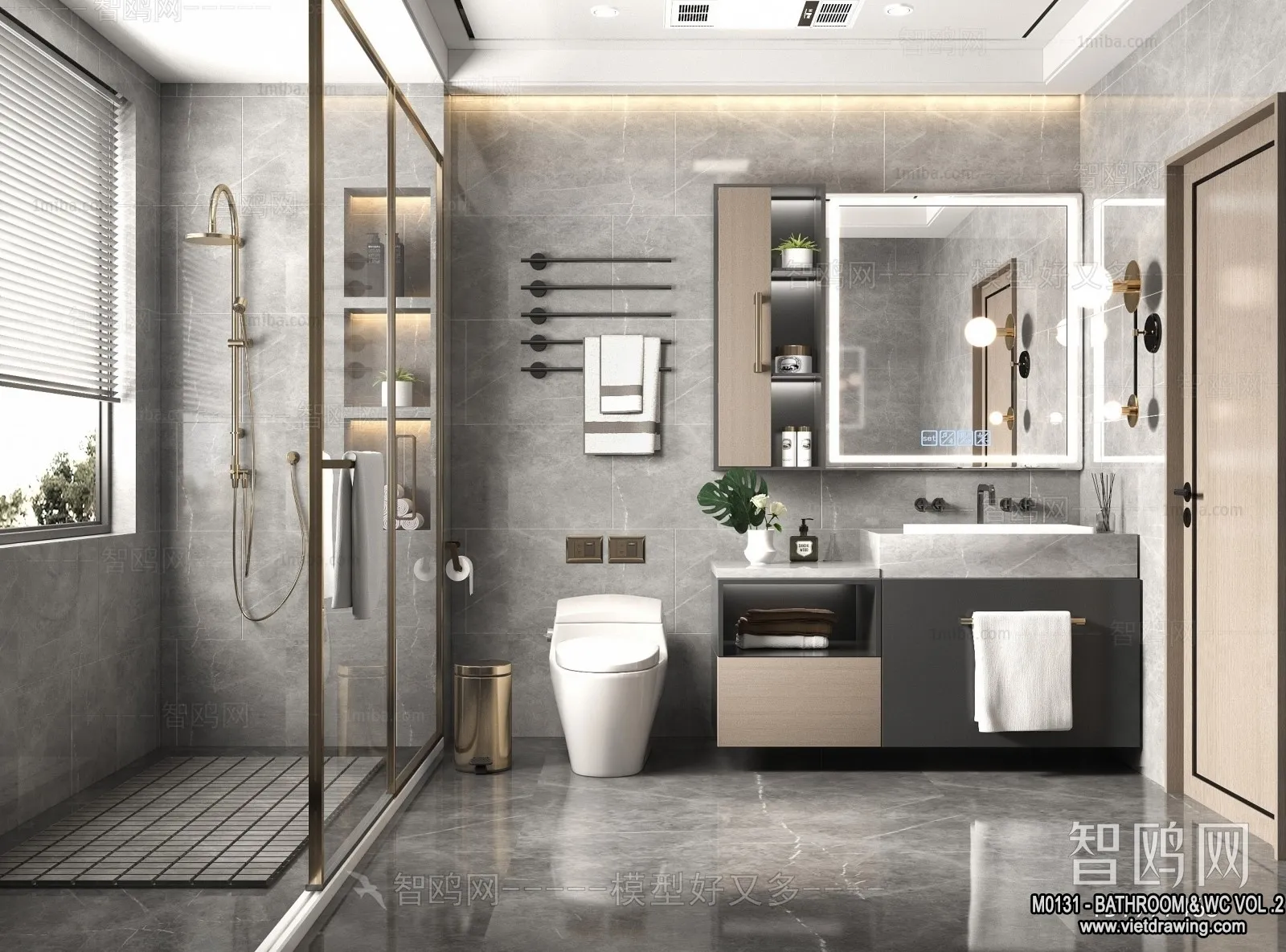 Bathroom – Toilet – WC – RestRoom – 3D Interior Scene – 434