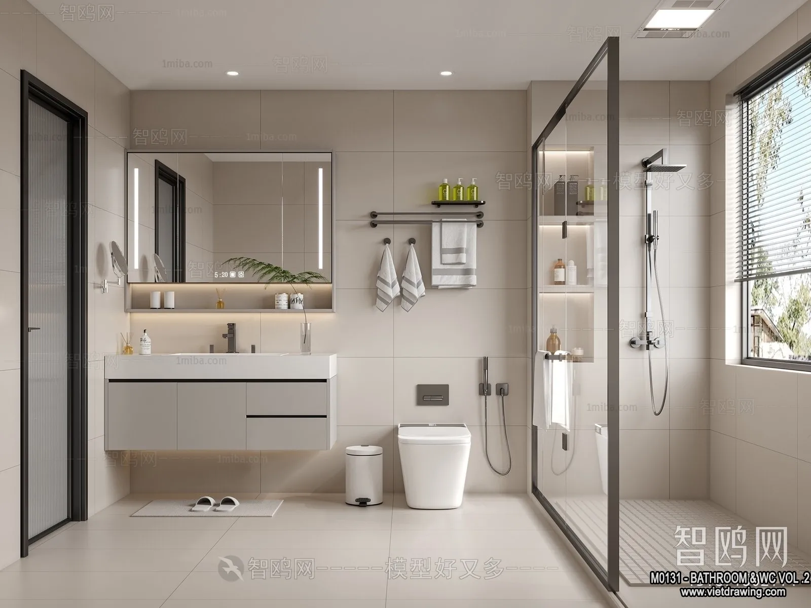 Bathroom – Toilet – WC – RestRoom – 3D Interior Scene – 436