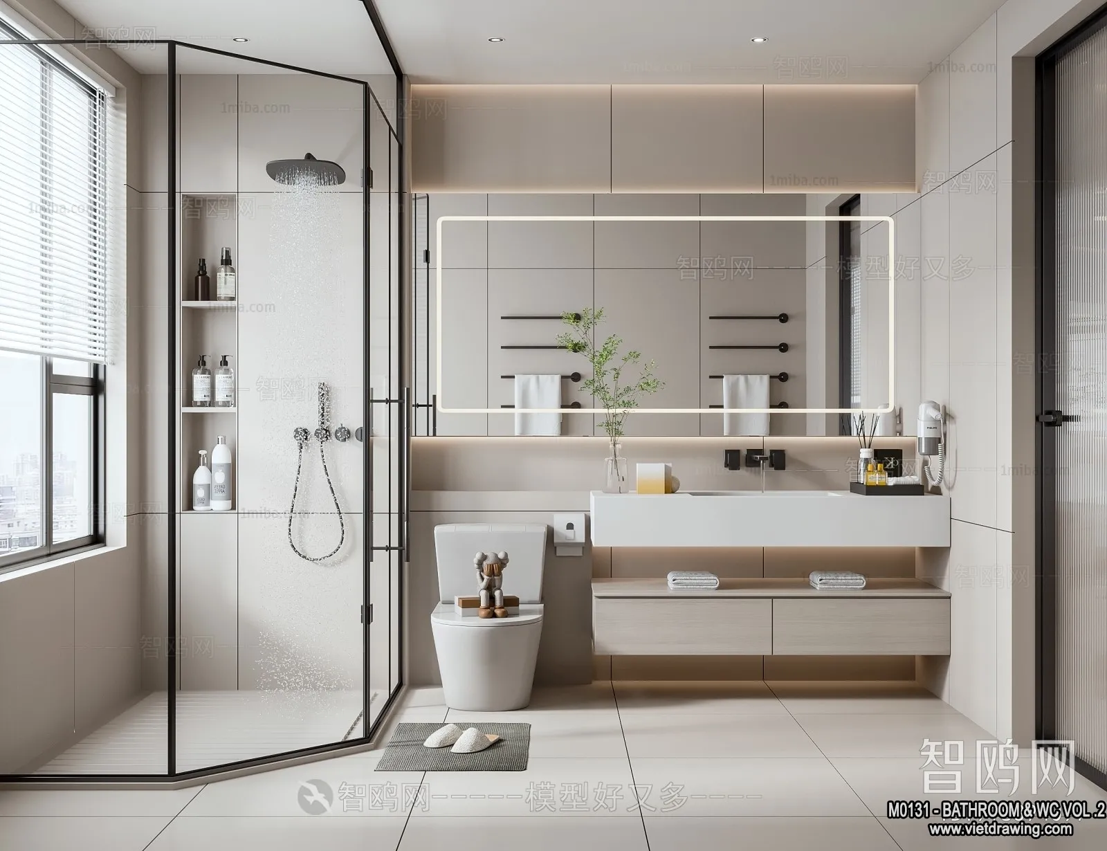 Bathroom – Toilet – WC – RestRoom – 3D Interior Scene – 437