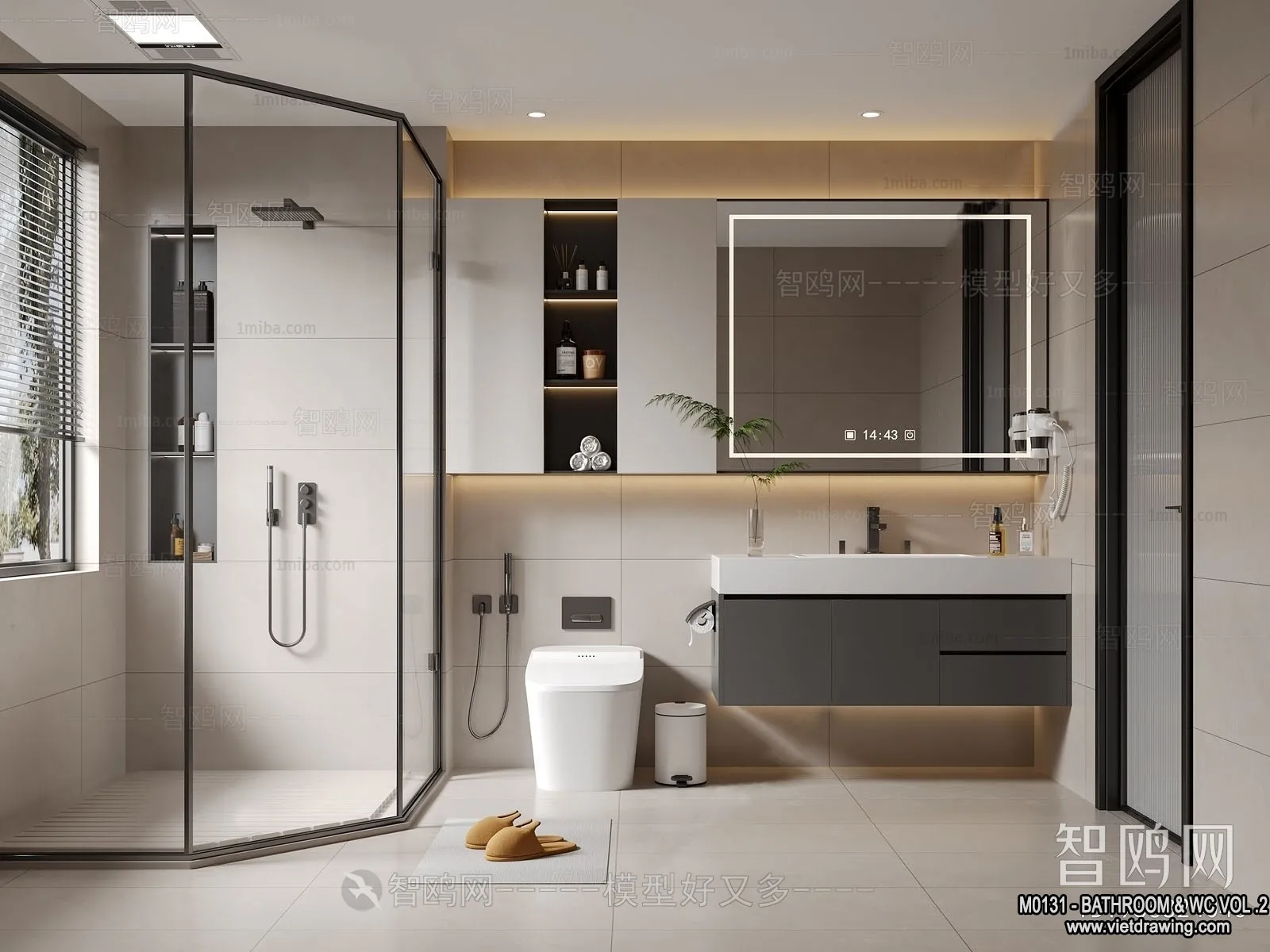 Bathroom – Toilet – WC – RestRoom – 3D Interior Scene – 438