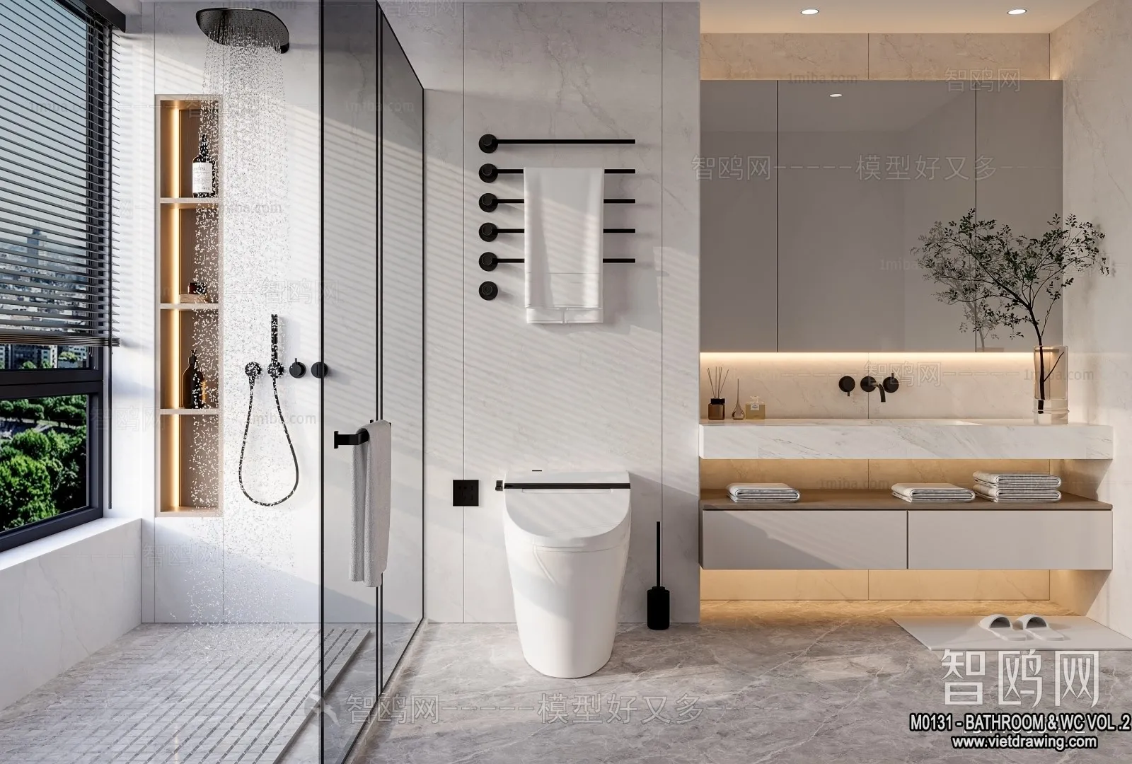 Bathroom – Toilet – WC – RestRoom – 3D Interior Scene – 440