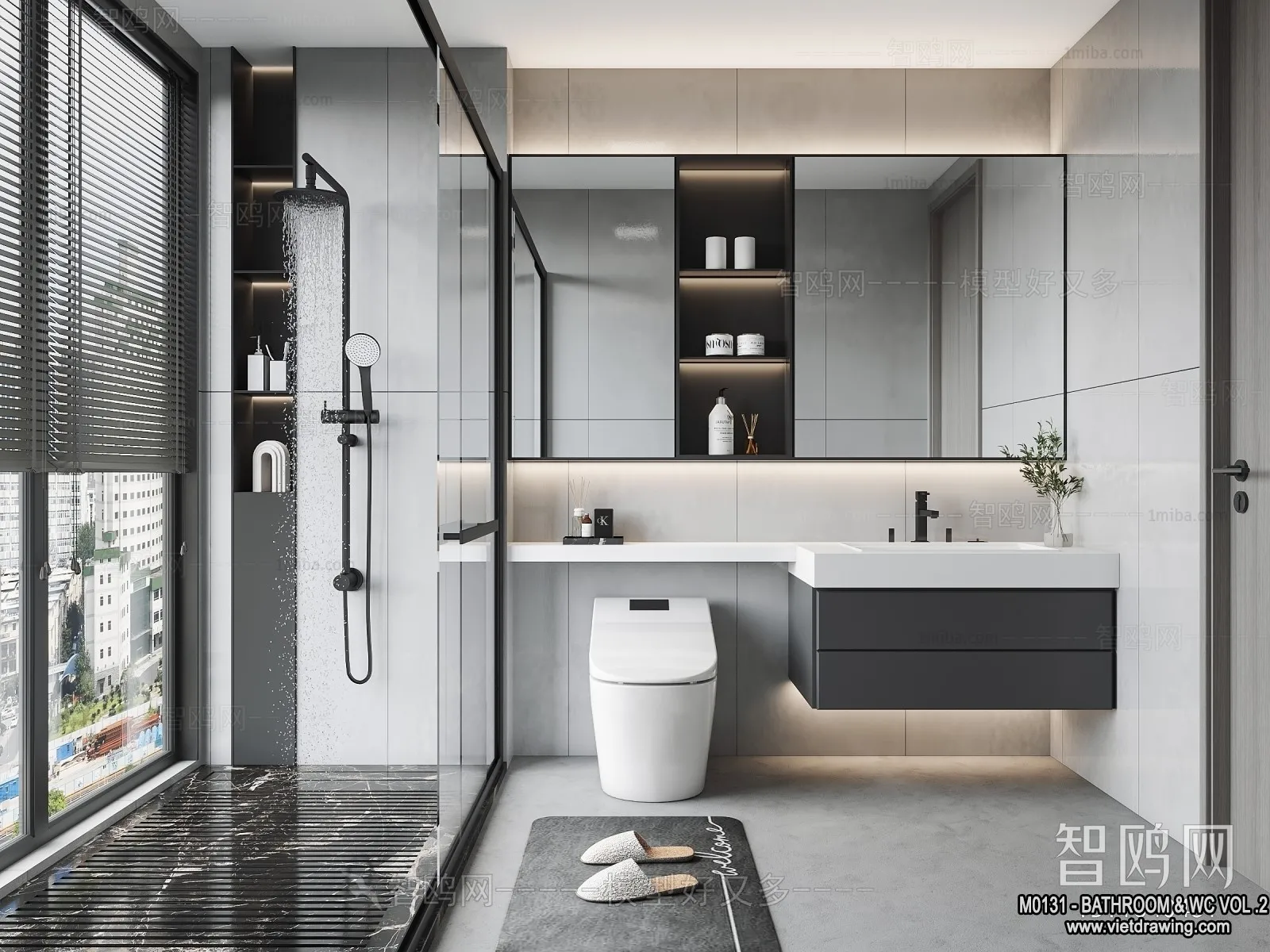 Bathroom – Toilet – WC – RestRoom – 3D Interior Scene – 442