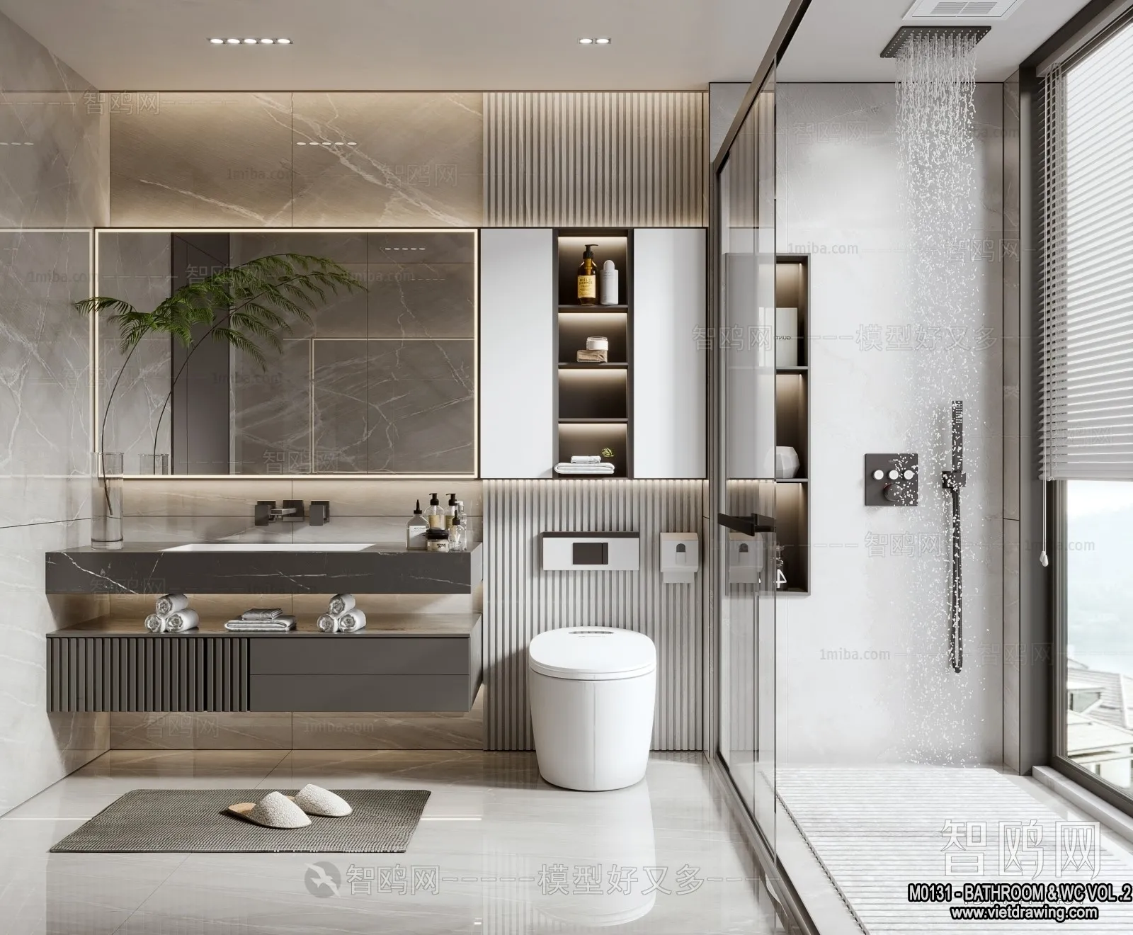 Bathroom – Toilet – WC – RestRoom – 3D Interior Scene – 443